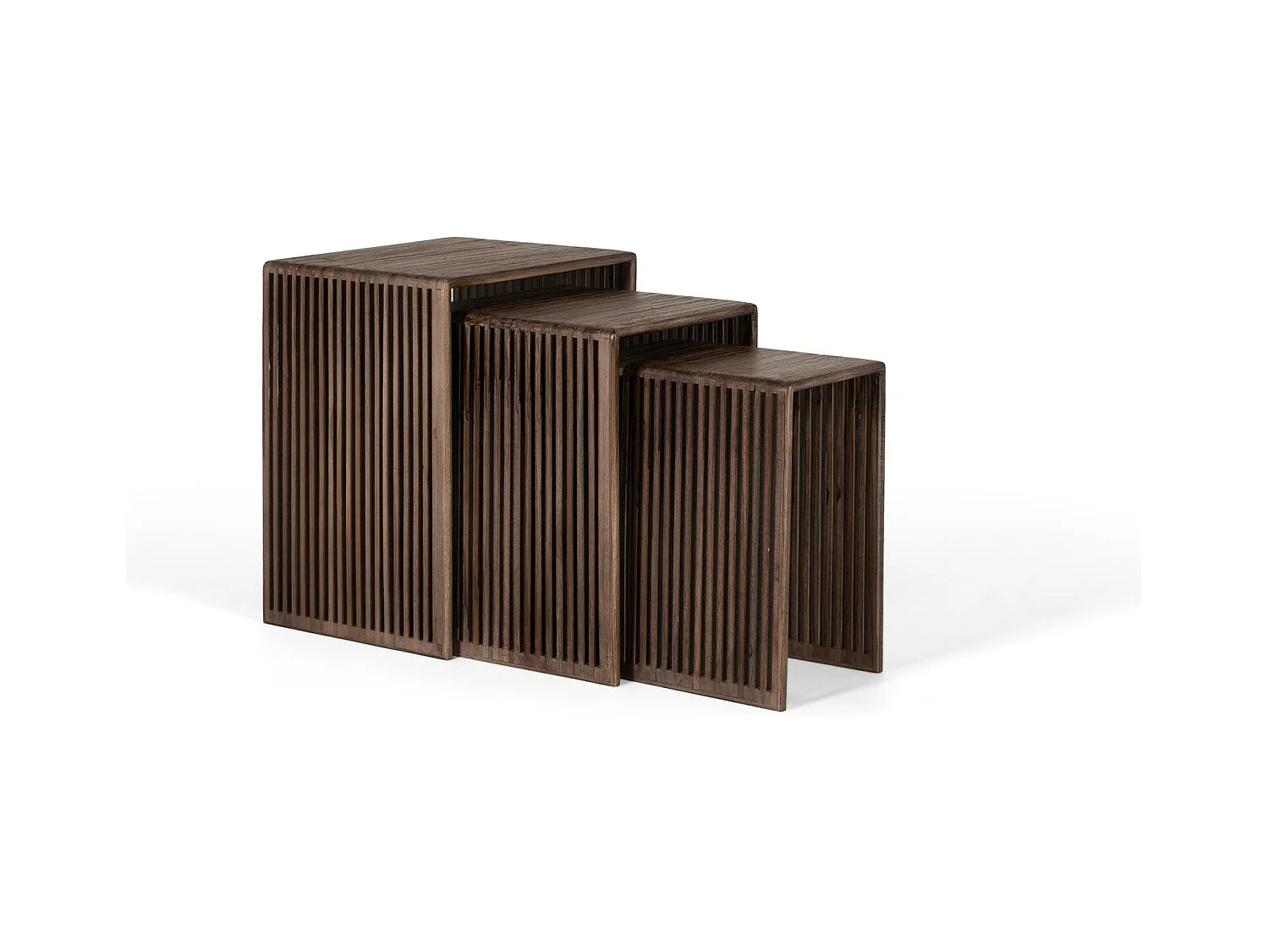 Ensemble de 3 tables en bois de teck recyclé