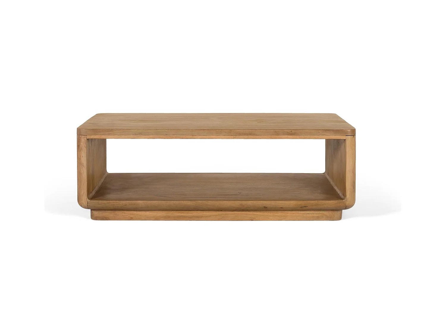 Couchtisch aus Mangoholz mit abgerundeten Ecken