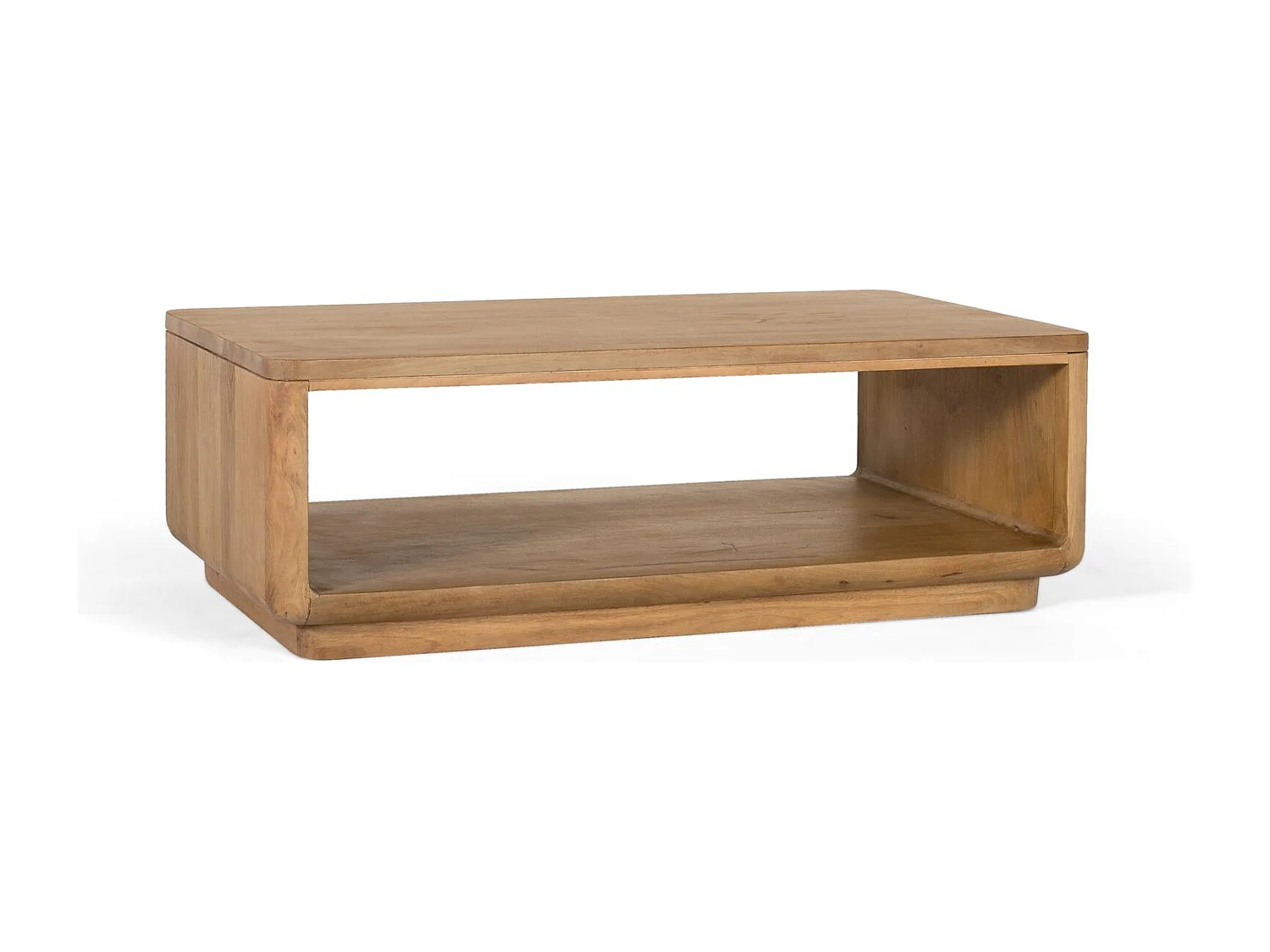 Table basse en bois de manguier aux coins arrondis