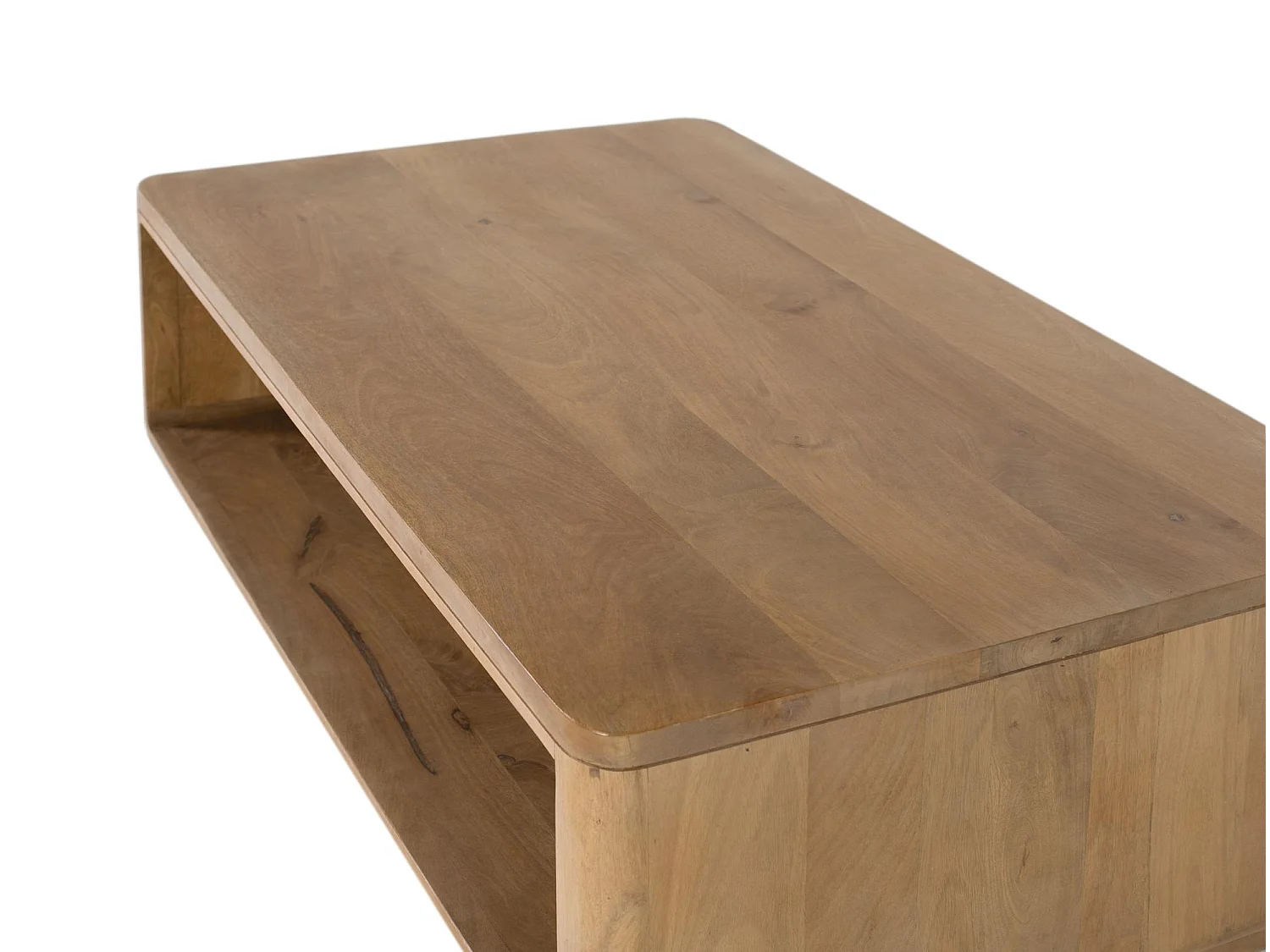 Table basse en bois de manguier aux coins arrondis