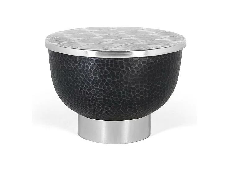 Tavolino rotondo con struttura in alluminio grigio scuro