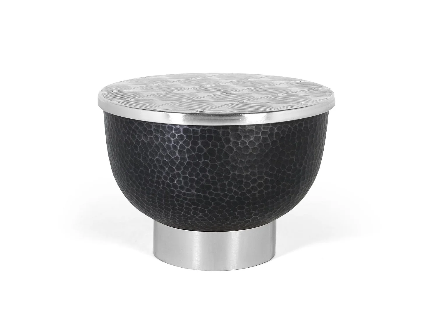 Table basse en aluminium 62 cm, style industriel moderne - 43 x 62 x 62 cm
