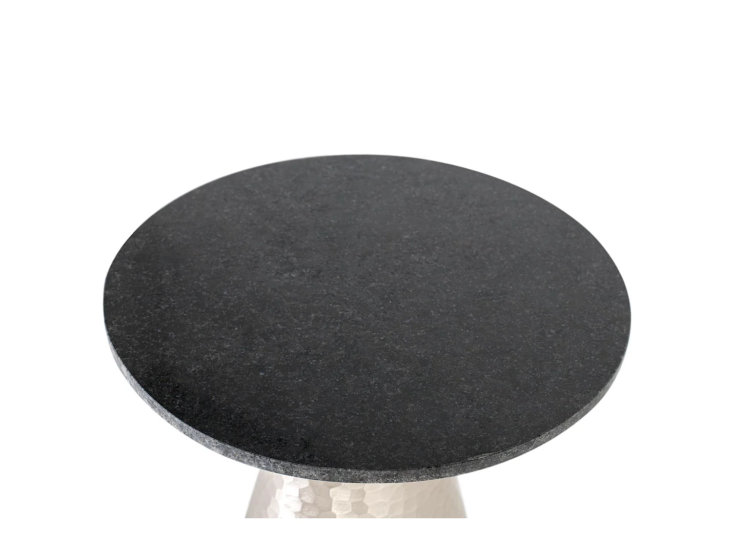 Couchtisch mit Marmorplatte und  Aluminiumfuß.