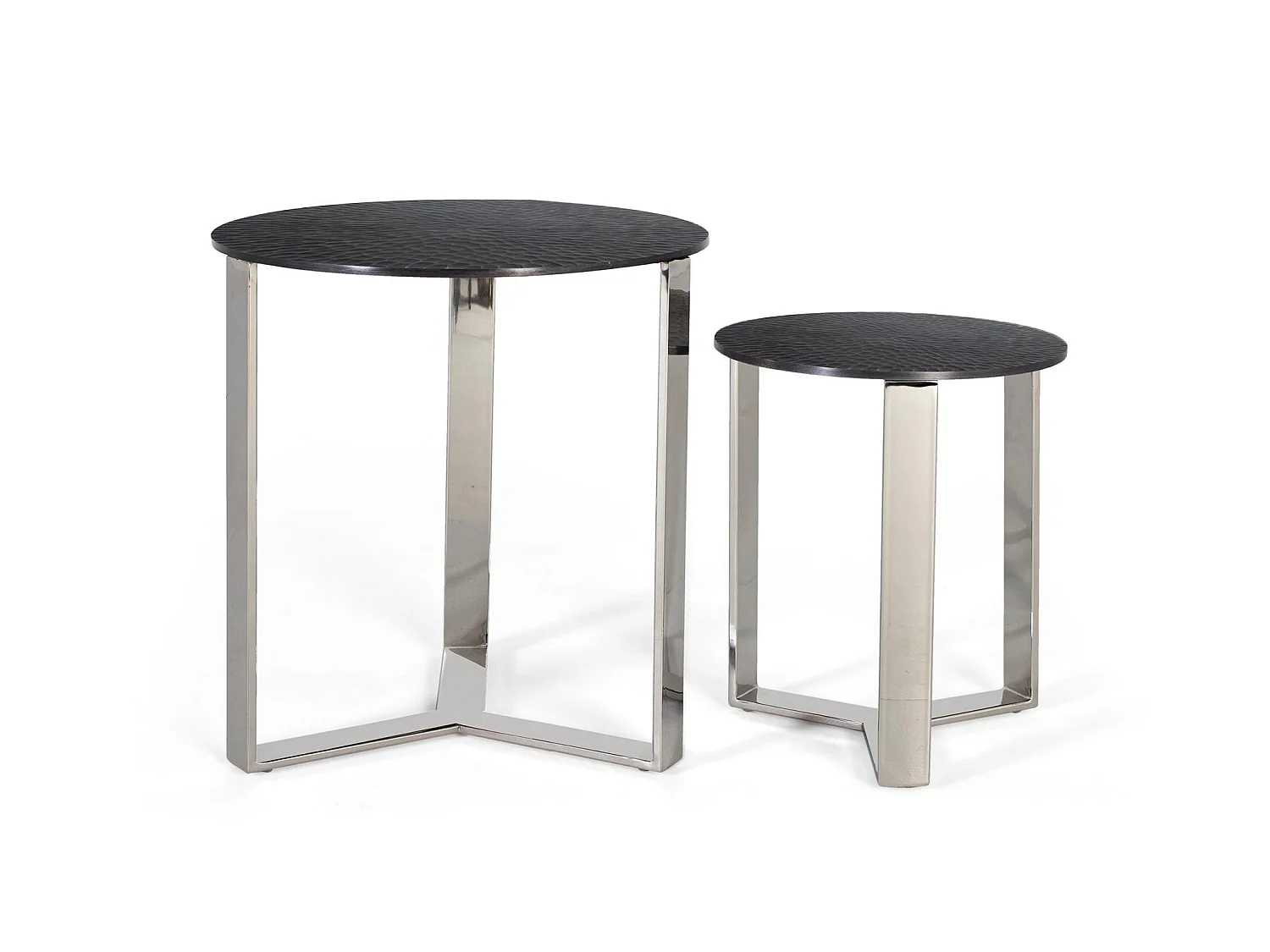 Tables basses en aluminium, grande (50 cm) et petite (35 cm), style industriel moderne - 52 x 50 x 50 cm