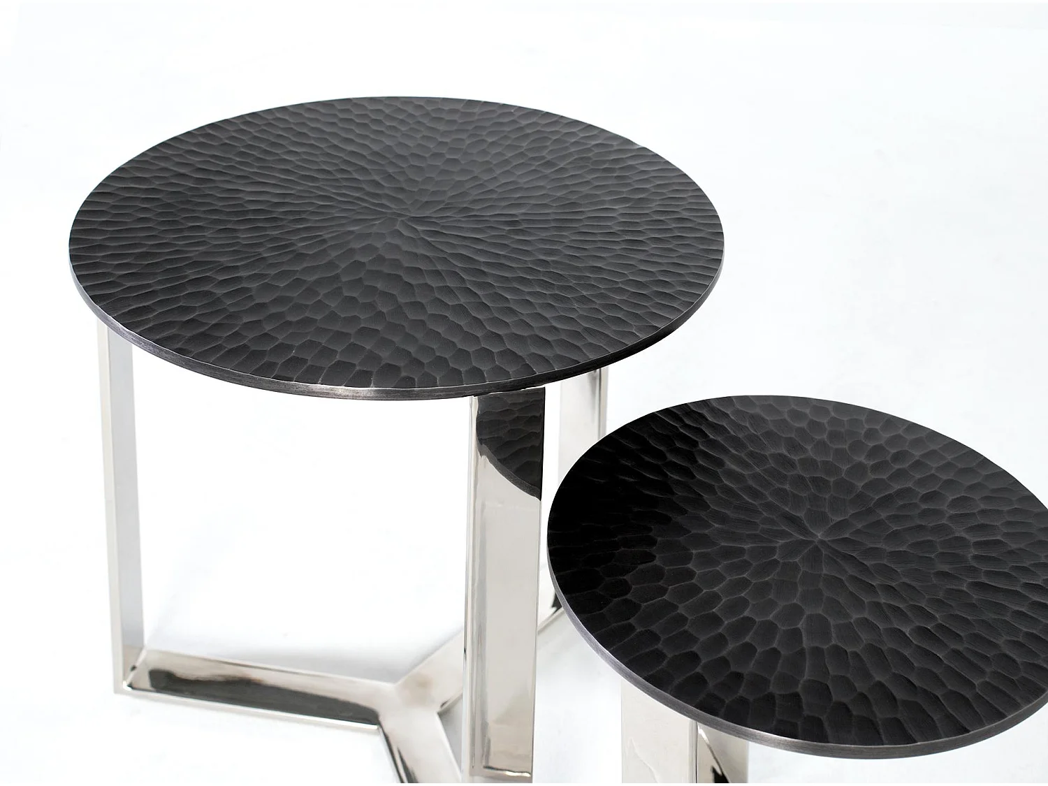 Tables basses en aluminium, grande (50 cm) et petite (35 cm), style industriel moderne - 52 x 50 x 50 cm