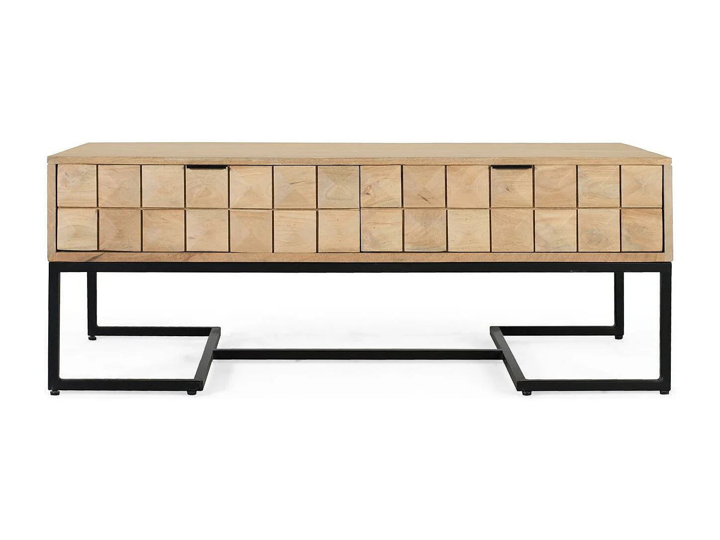 Table basse en bois de manguier sculptée et fabriquée à la main, 120 cm