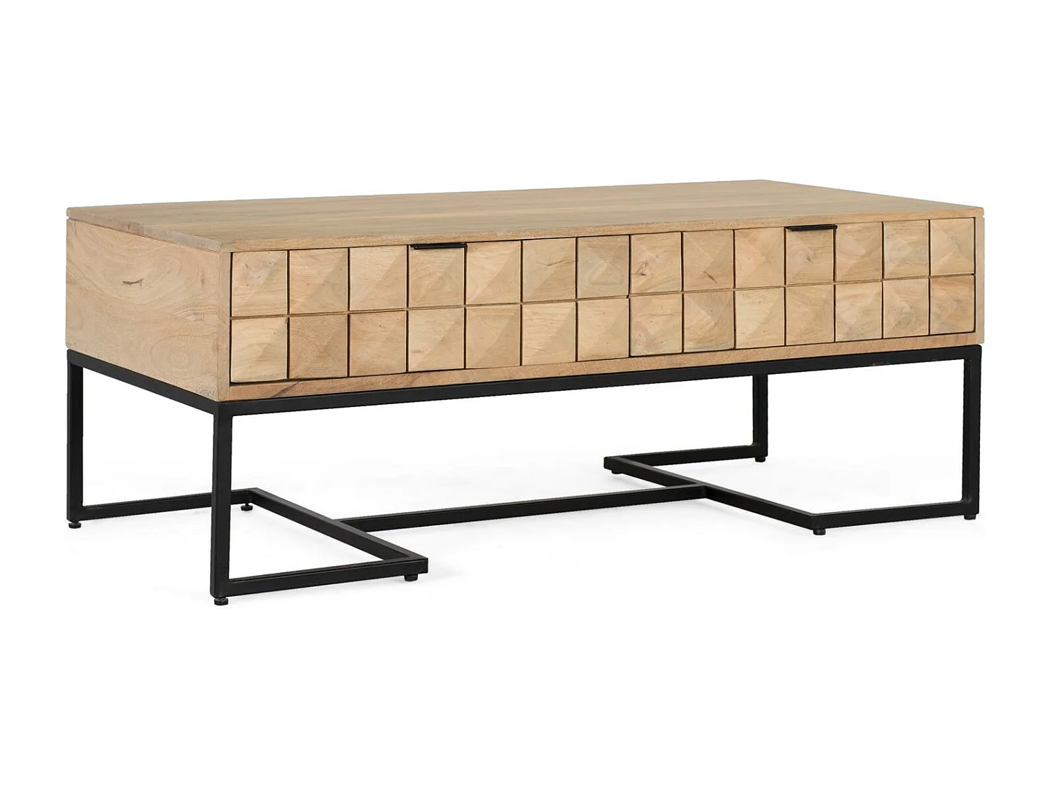 Table basse en bois de manguier sculptée et fabriquée à la main, 120 cm