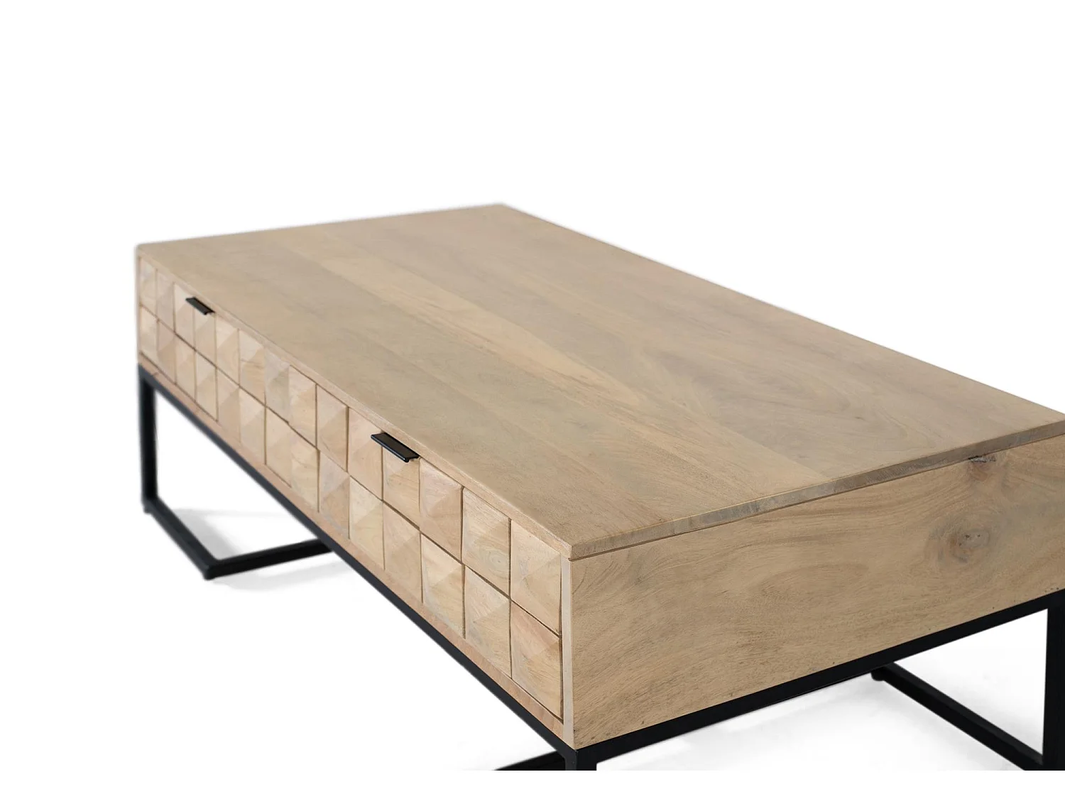 Table basse en bois de manguier sculptée et fabriquée à la main, 120 cm