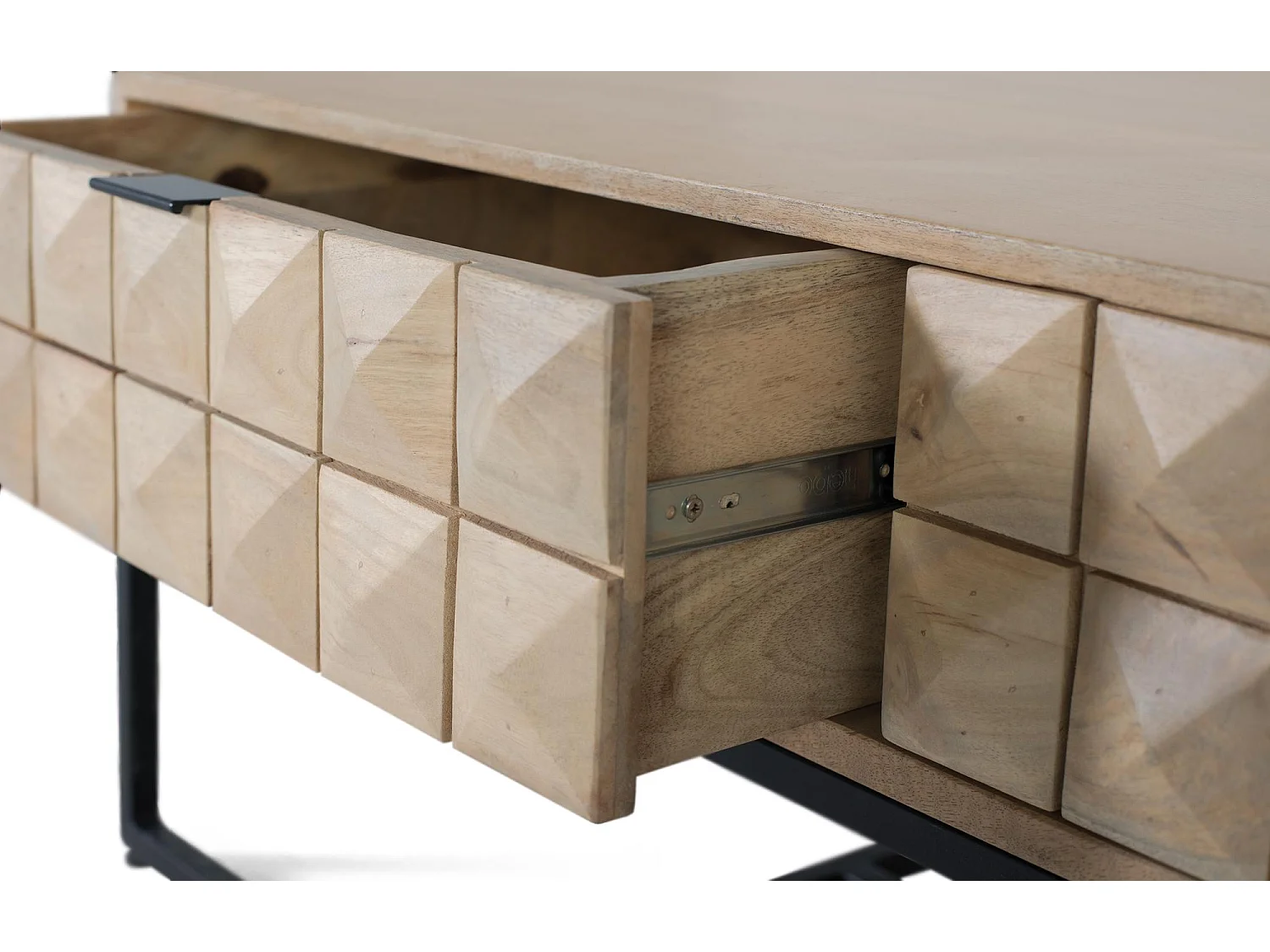 Table basse en bois de manguier sculptée et fabriquée à la main, 120 cm