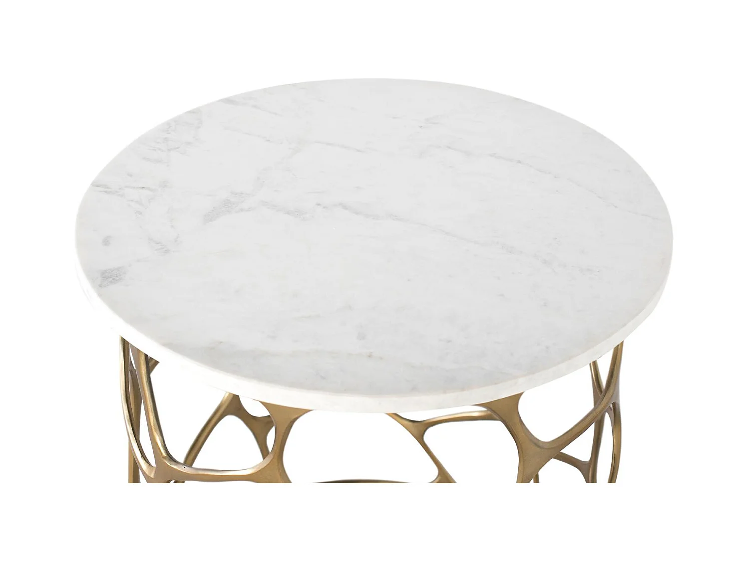 Handgemaakte salontafel van marmer en aluminium