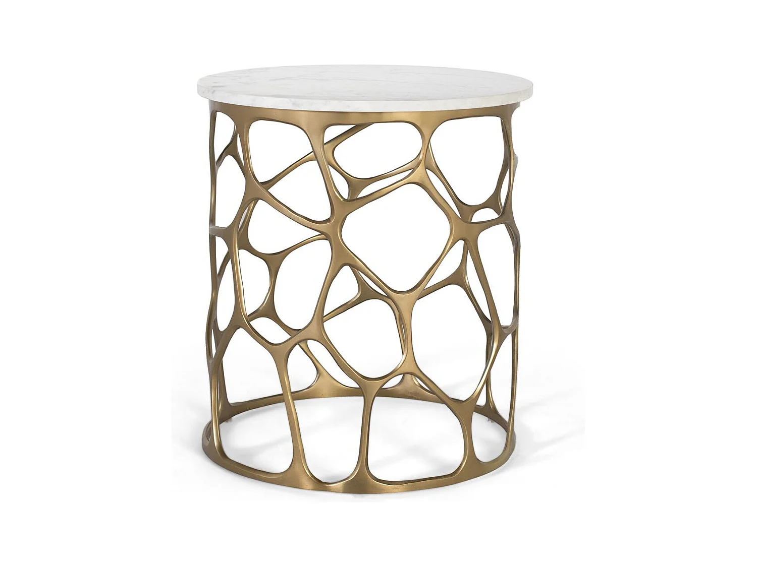 Table basse artisanale en marbre et aluminium