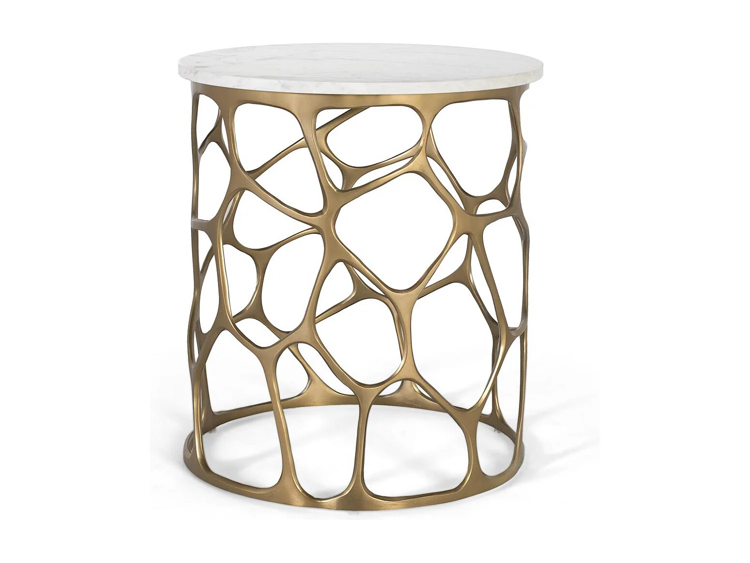 Table basse artisanale en marbre et aluminium