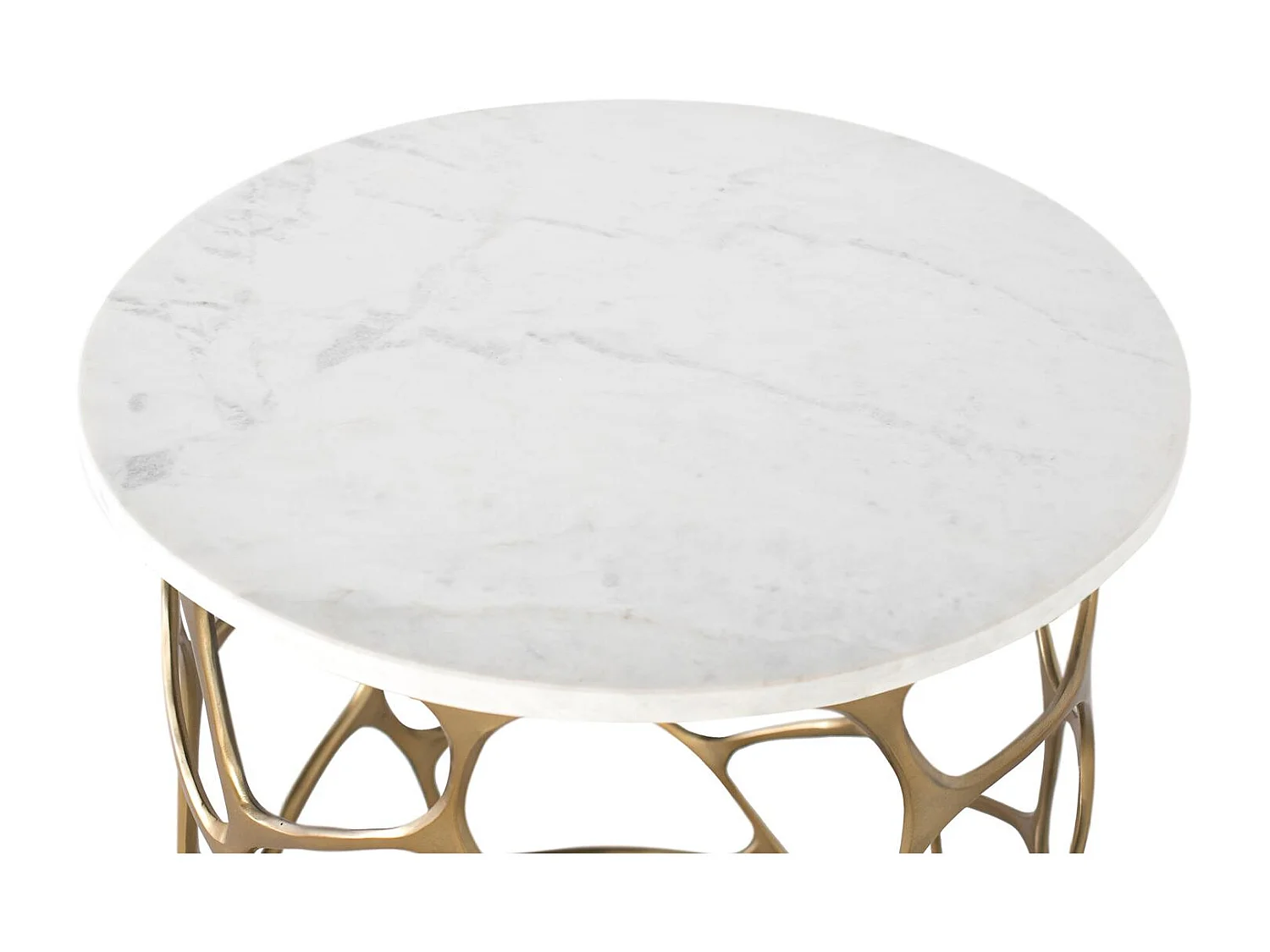 Table basse artisanale en marbre et aluminium