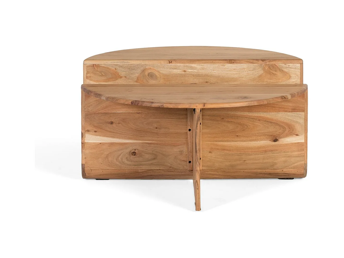 Salontafel van acaciahout met geïntegreerd tijdschriftenrek