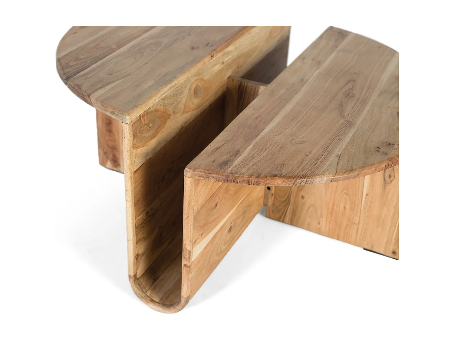 Table basse en bois d'acacia avec porte-revues intégré