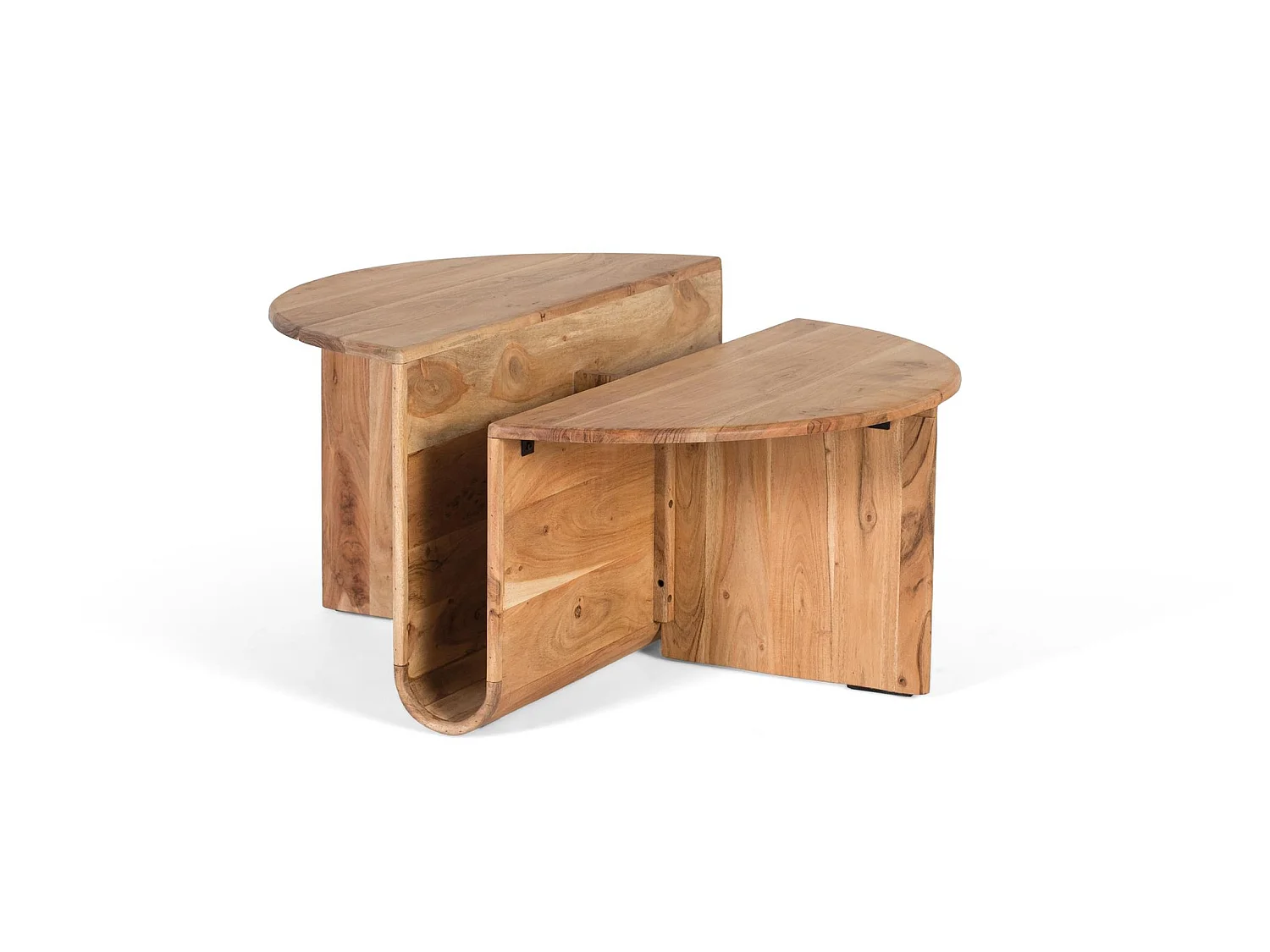 Table basse en bois d'acacia 80 cm, style rustique moderne - 42 x 80 x 80 cm