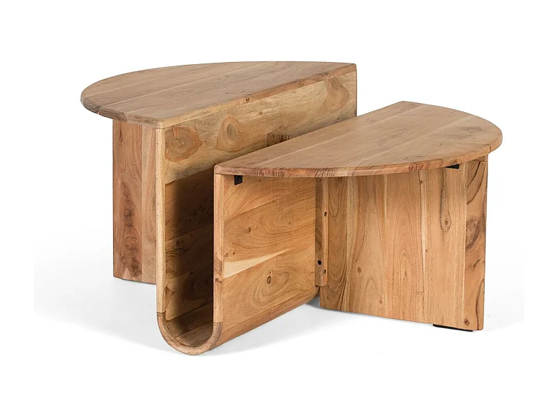 Tavolino da caffè in legno di acacia con portariviste integrato.