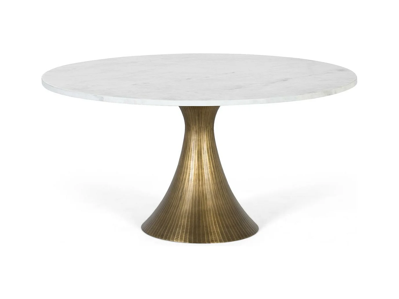 Okrągły stolik kawowy z marmurowym blatem i aluminiową ramą