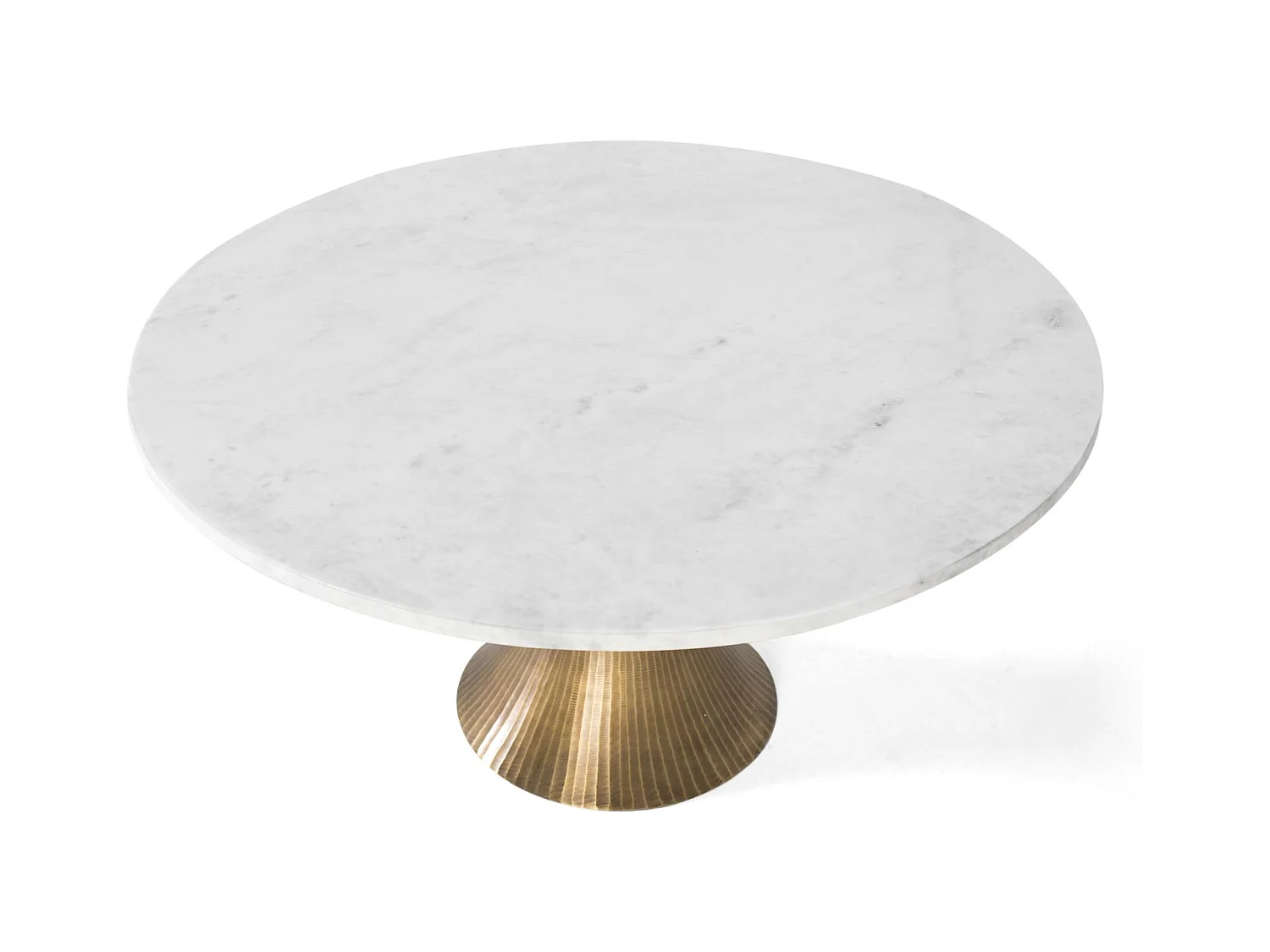 Ronde salontafel met marmeren blad en aluminium frame