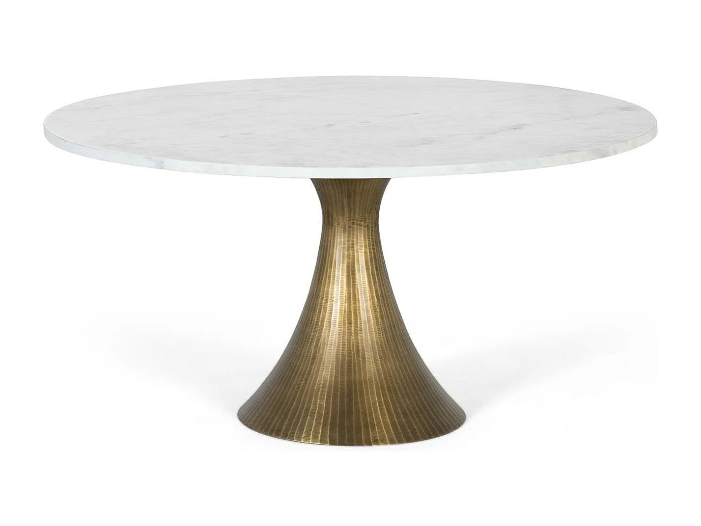Table basse ronde avec plateau en marbre et structure en aluminium
