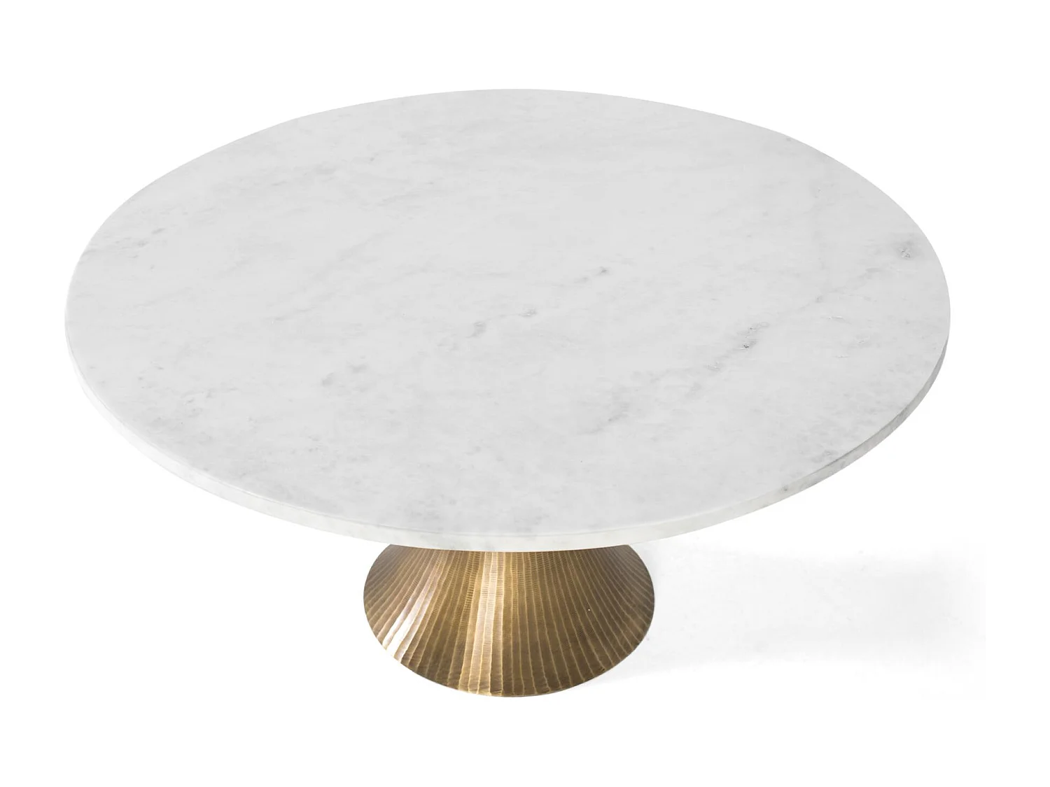 Table basse ronde avec plateau en marbre et structure en aluminium
