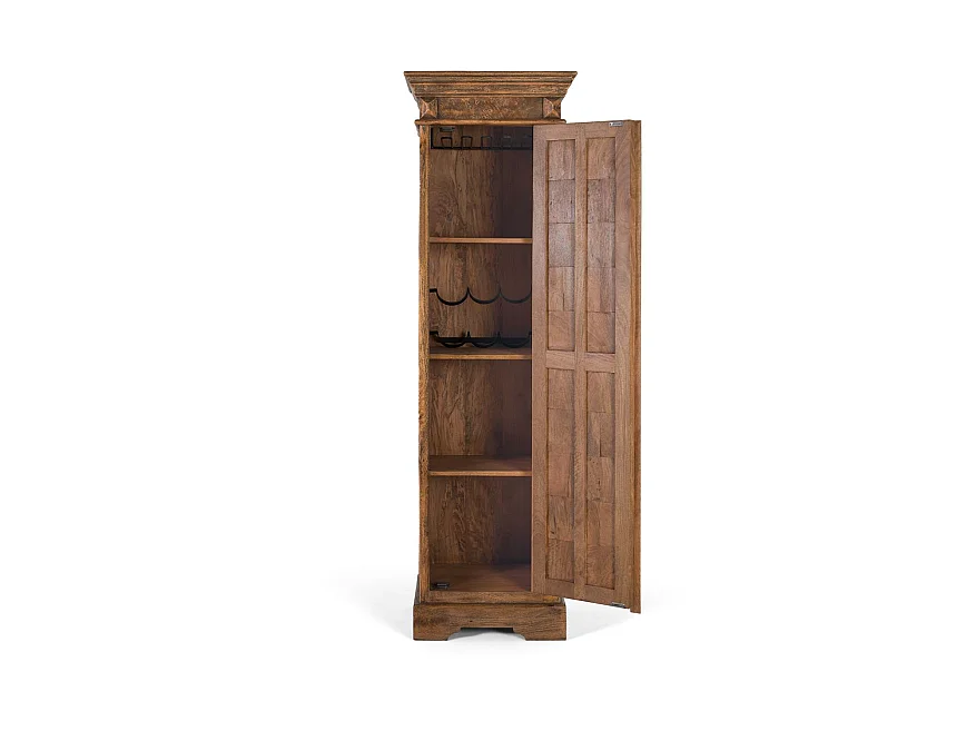 Mobile bar con anta frontale in legno di mango.