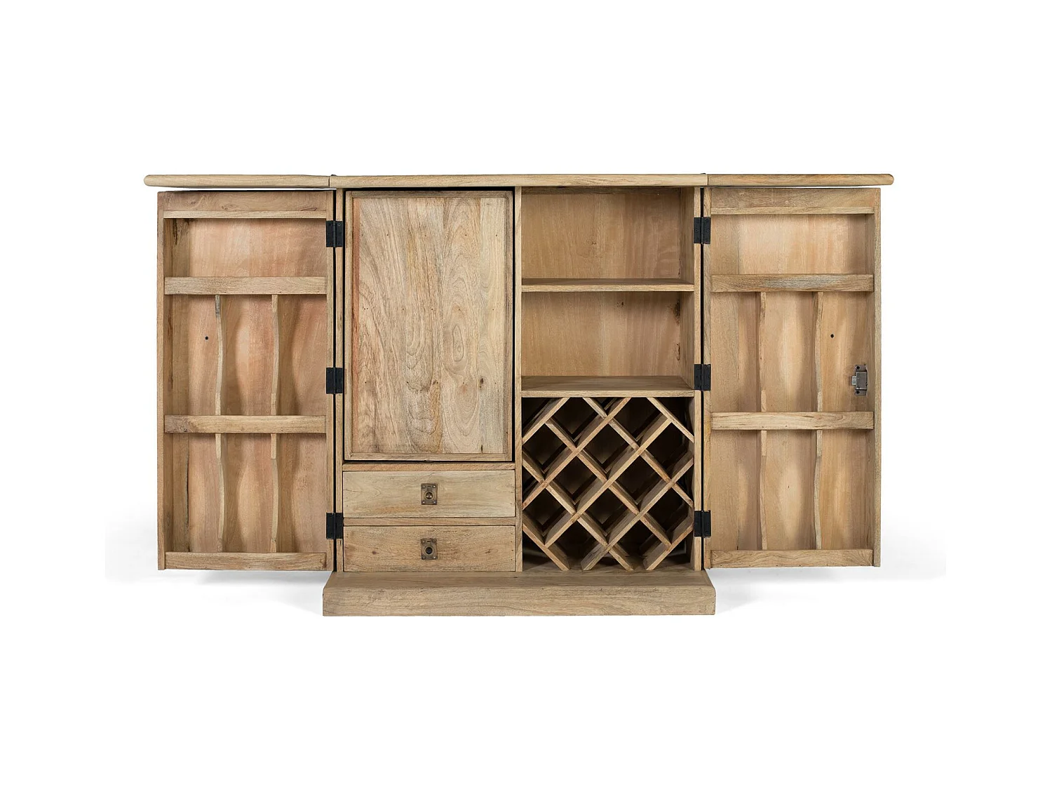 Meuble bar à 2 portes en bois de manguier