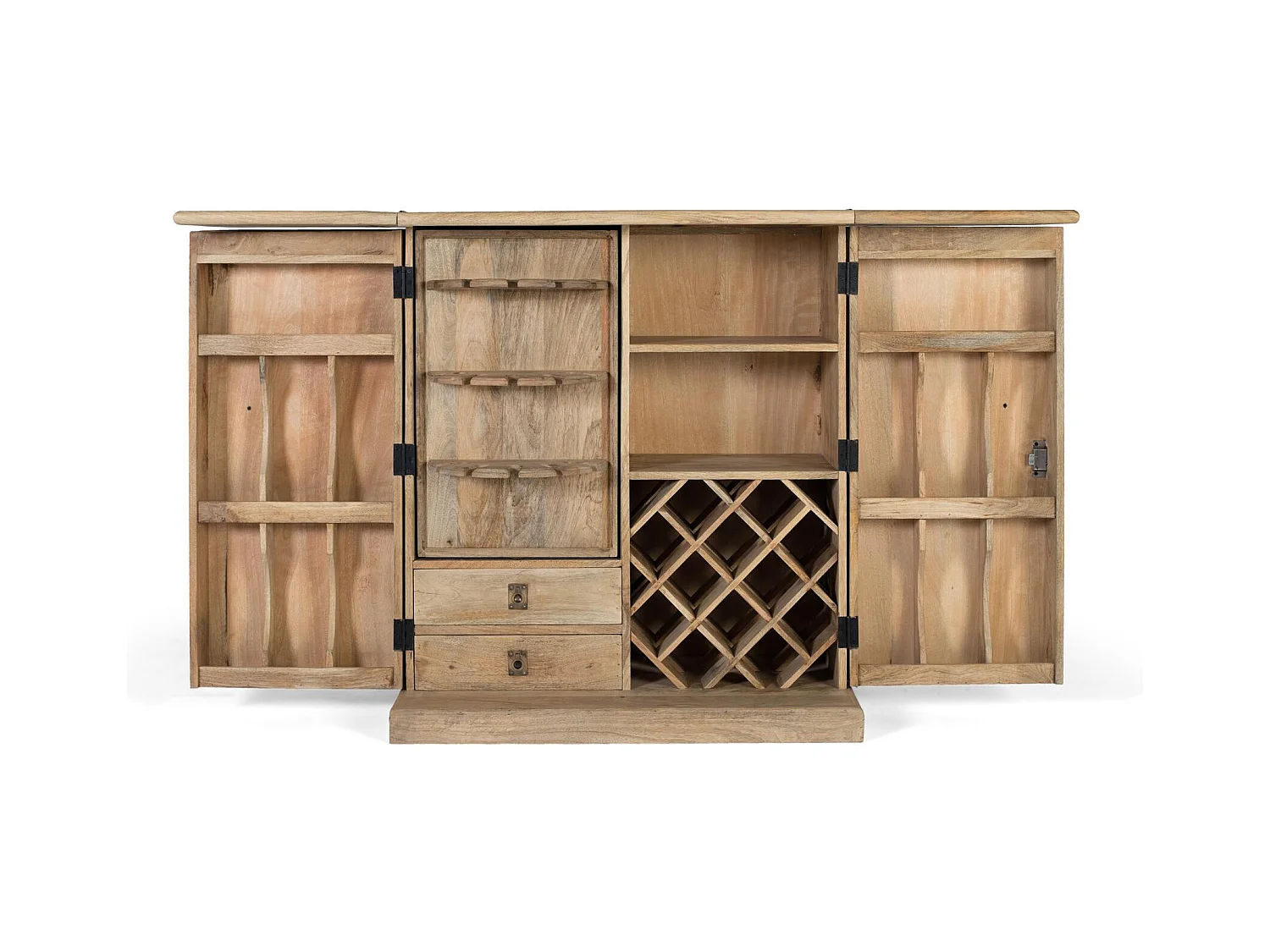 Meuble bar à 2 portes en bois de manguier