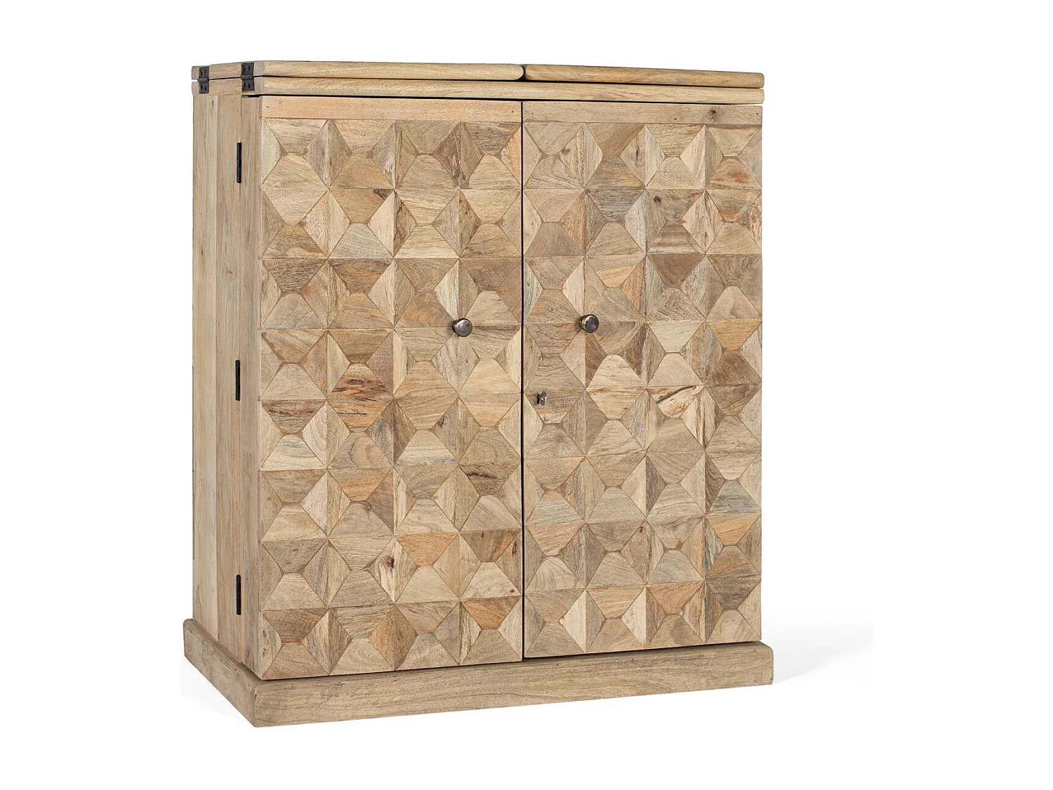 Barschrank mit 2 Türen aus Mangoholz.