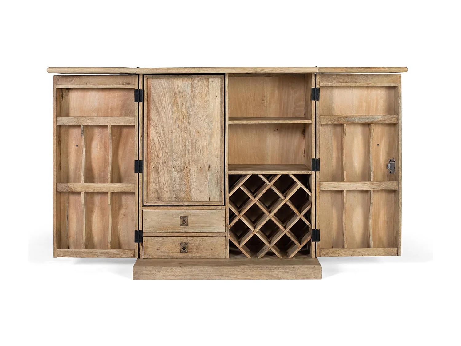 Meuble bar à 2 portes en bois de manguier