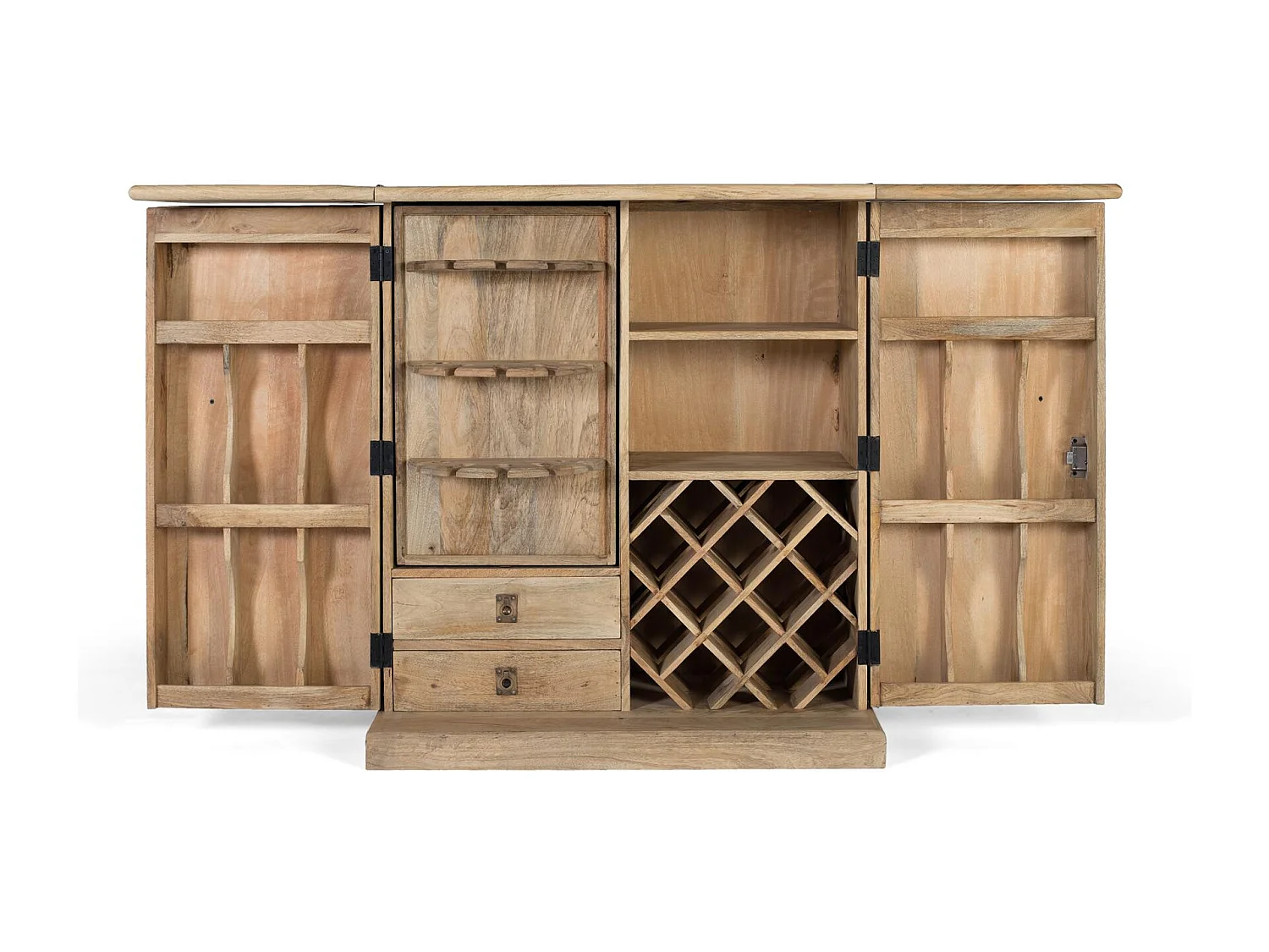 Meuble bar à 2 portes en bois de manguier