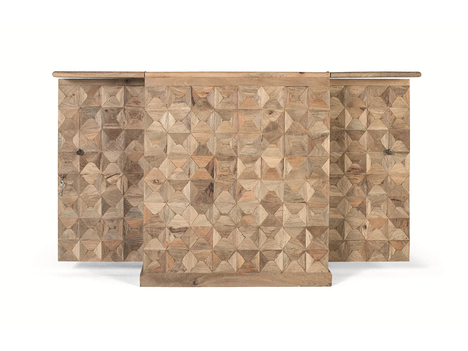 Meubles de bar en bois de manguier, fermé 90 cm, ouvert 180 cm, style rustique moderne - 104 x 180 x 50