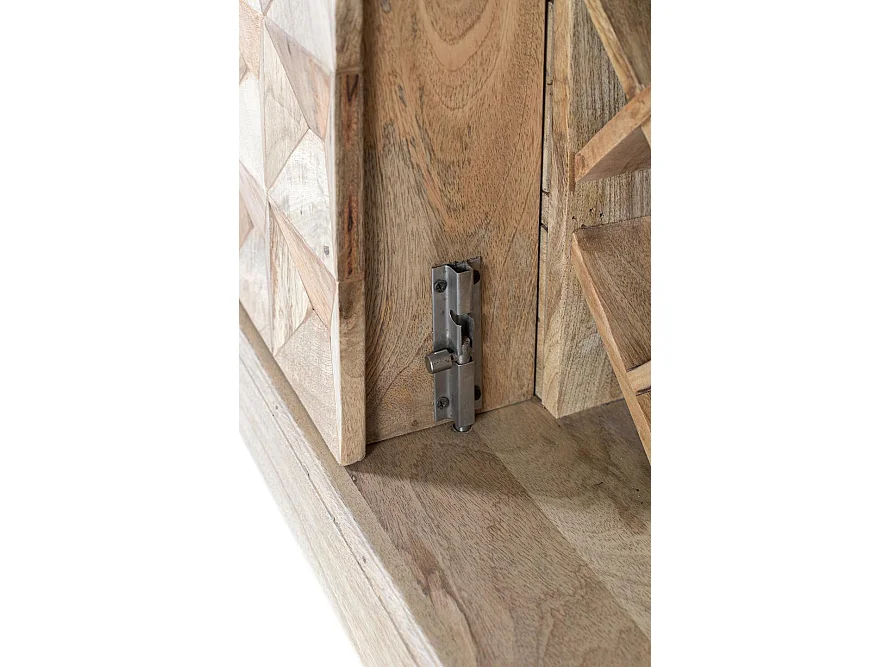 Meubles de bar en bois de manguier, fermé 90 cm, ouvert 180 cm, style rustique moderne - 104 x 180 x 50