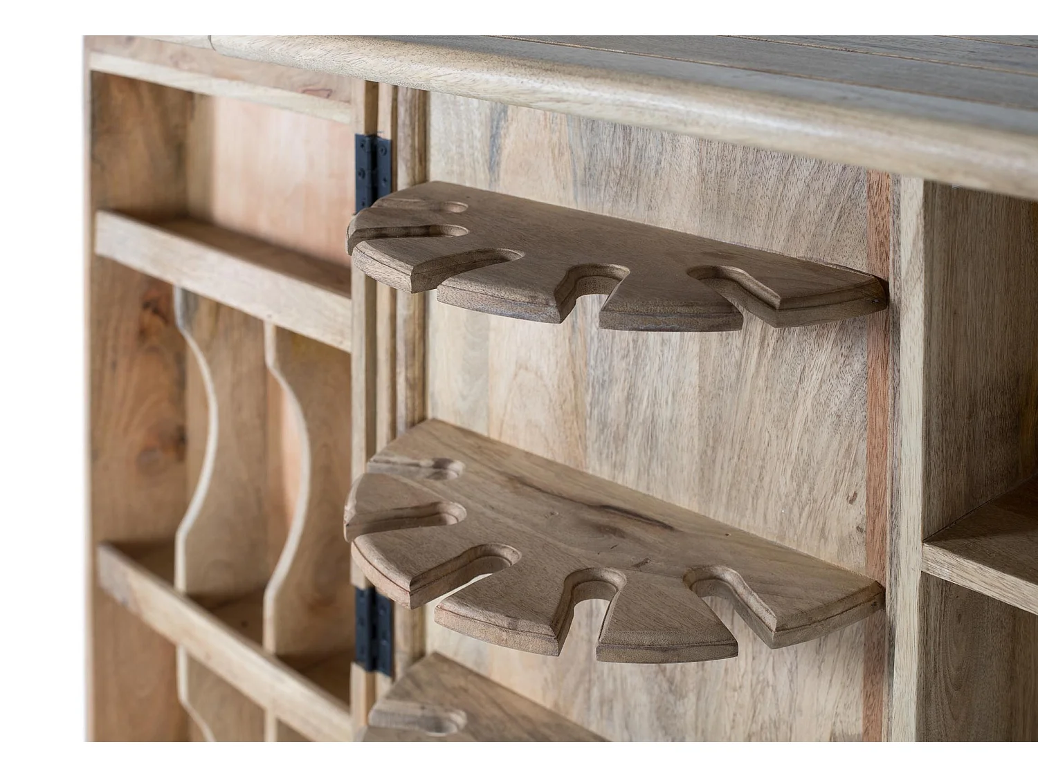 Meubles de bar en bois de manguier, fermé 90 cm, ouvert 180 cm, style rustique moderne - 104 x 180 x 50