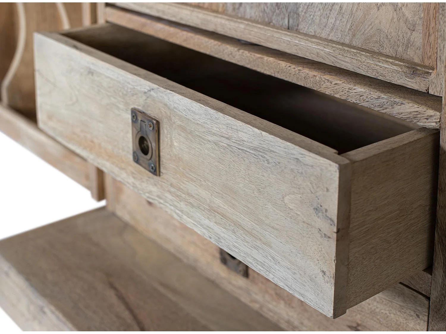 Meubles de bar en bois de manguier, fermé 90 cm, ouvert 180 cm, style rustique moderne - 104 x 180 x 50