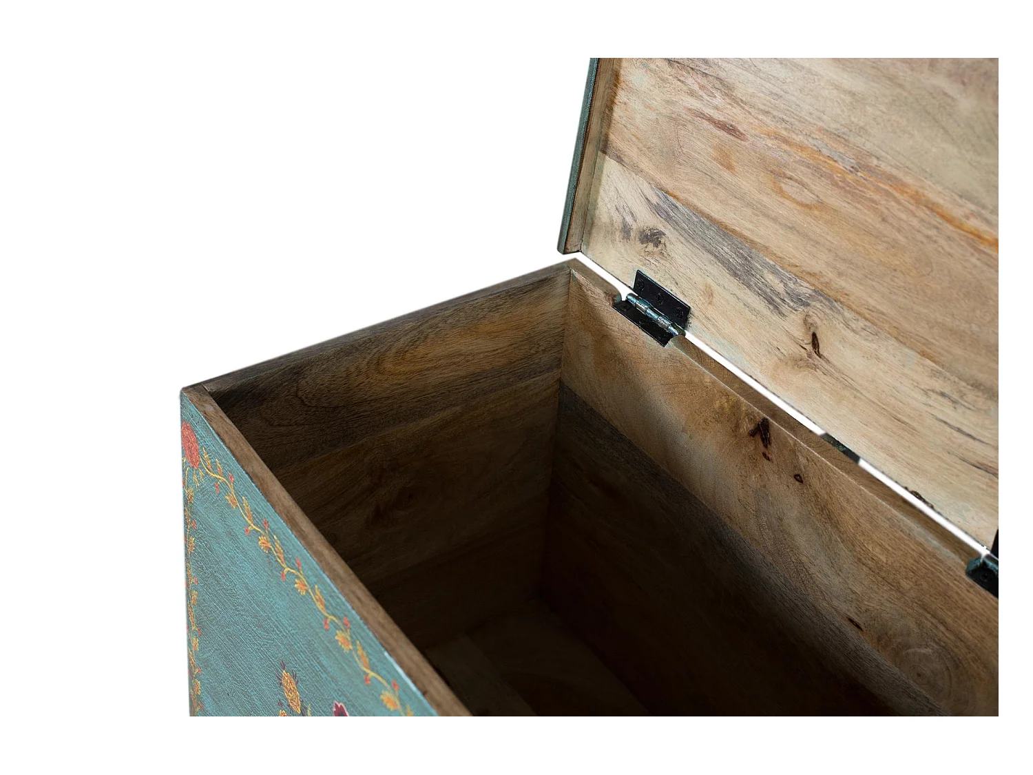 Coffre en bois de manguier avec détails peints à la main