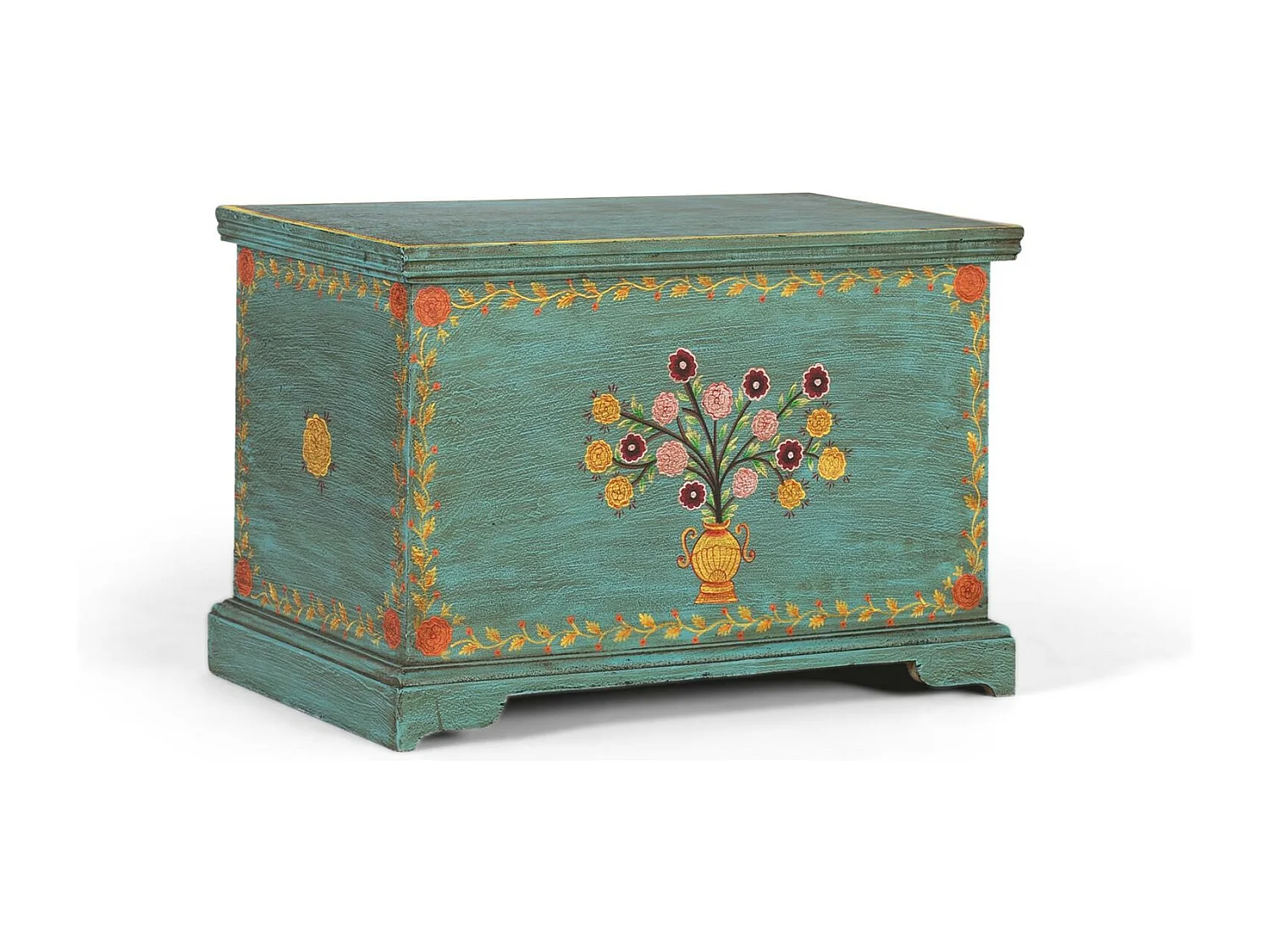 Mangoholztruhe mit handgemalten Details