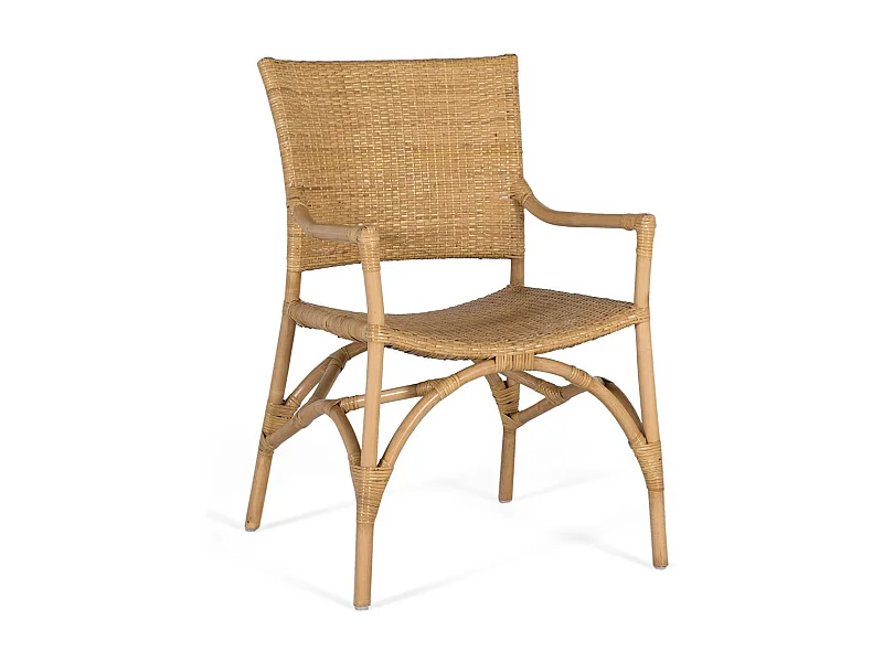 Set aus zwei Stühlen aus Rattan und Bambusstruktur