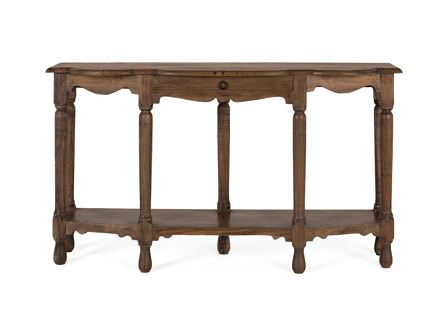 Konsola rzeźbiona ręcznie z odzyskanego drewna tekowego