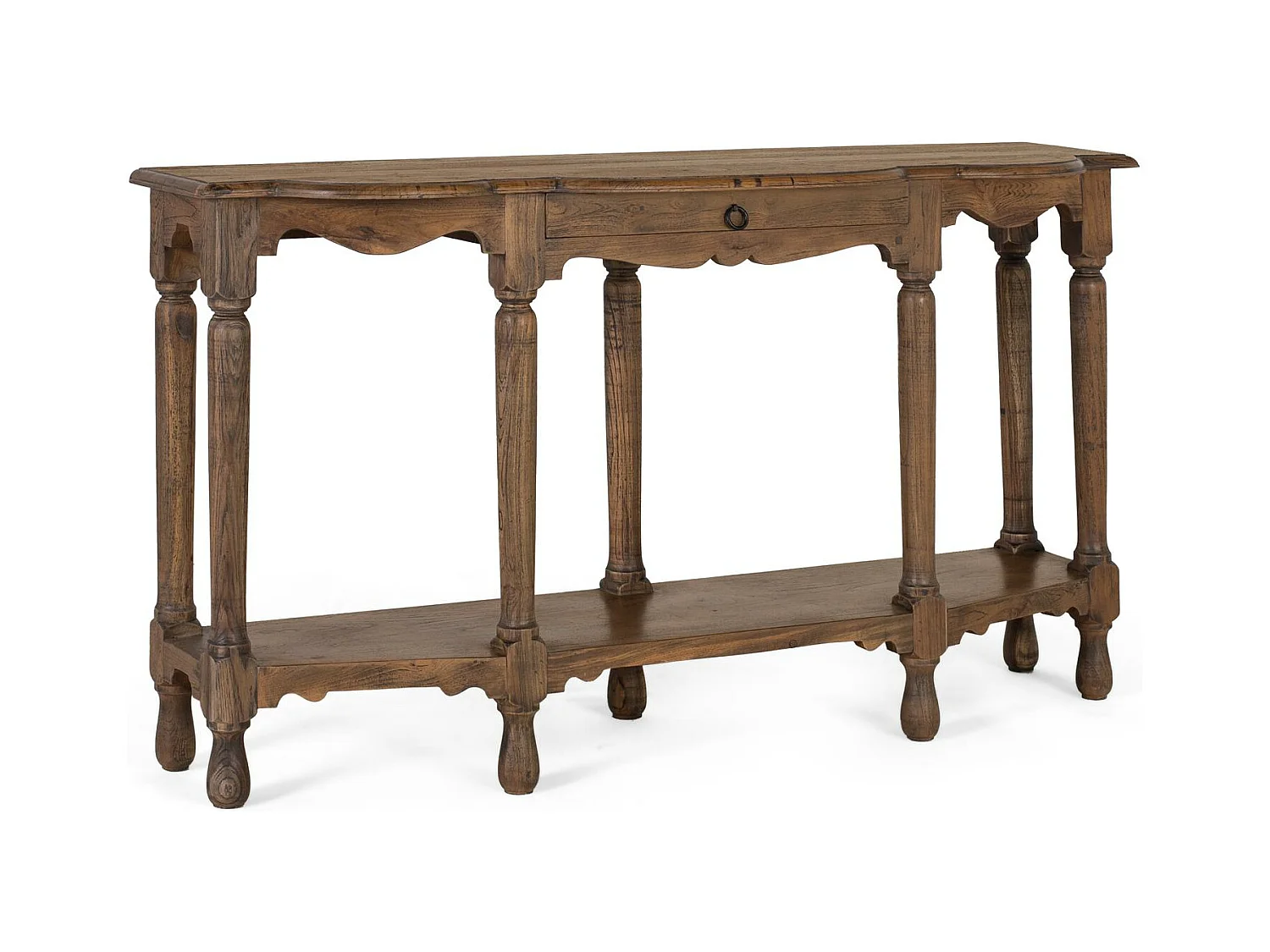 Konsola rzeźbiona ręcznie z odzyskanego drewna tekowego