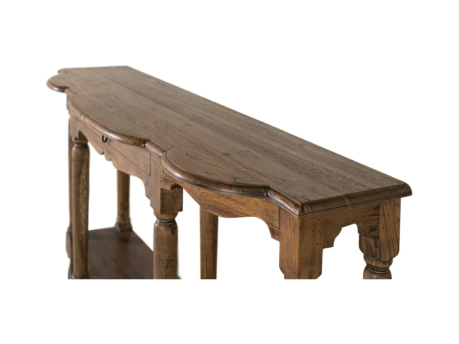 Konsola rzeźbiona ręcznie z odzyskanego drewna tekowego