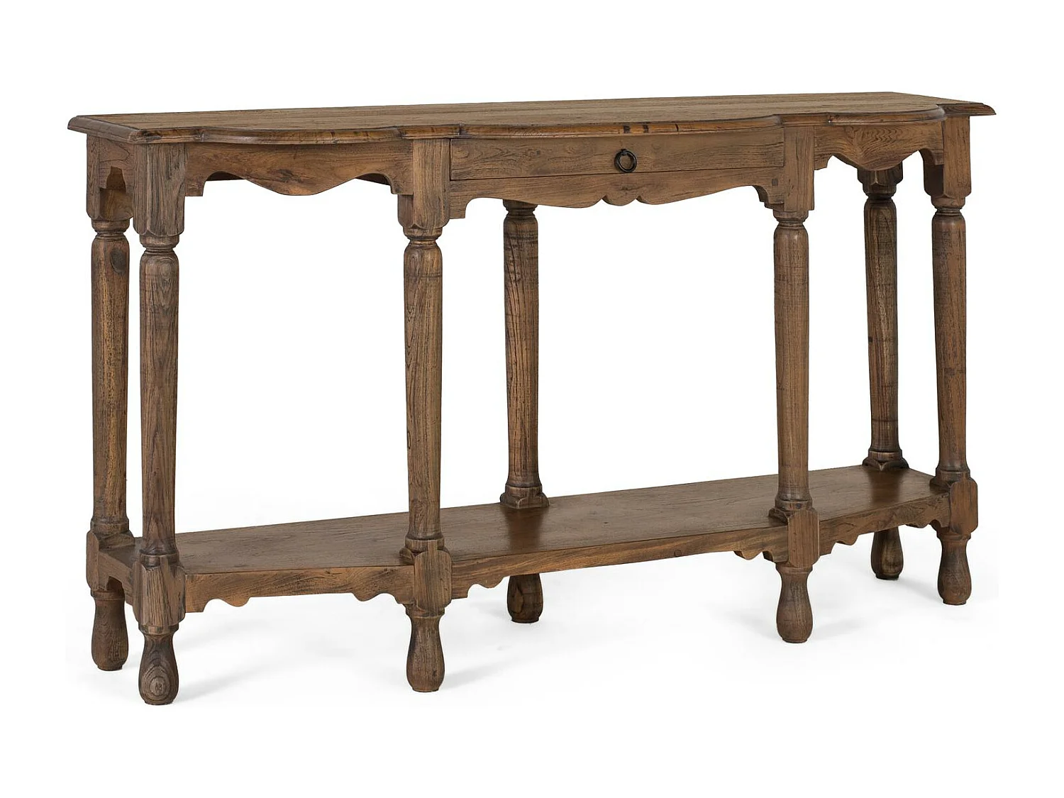 Konsola wyrzeźbiona à la main z drewna tekowego pochodzącego z recyklingu