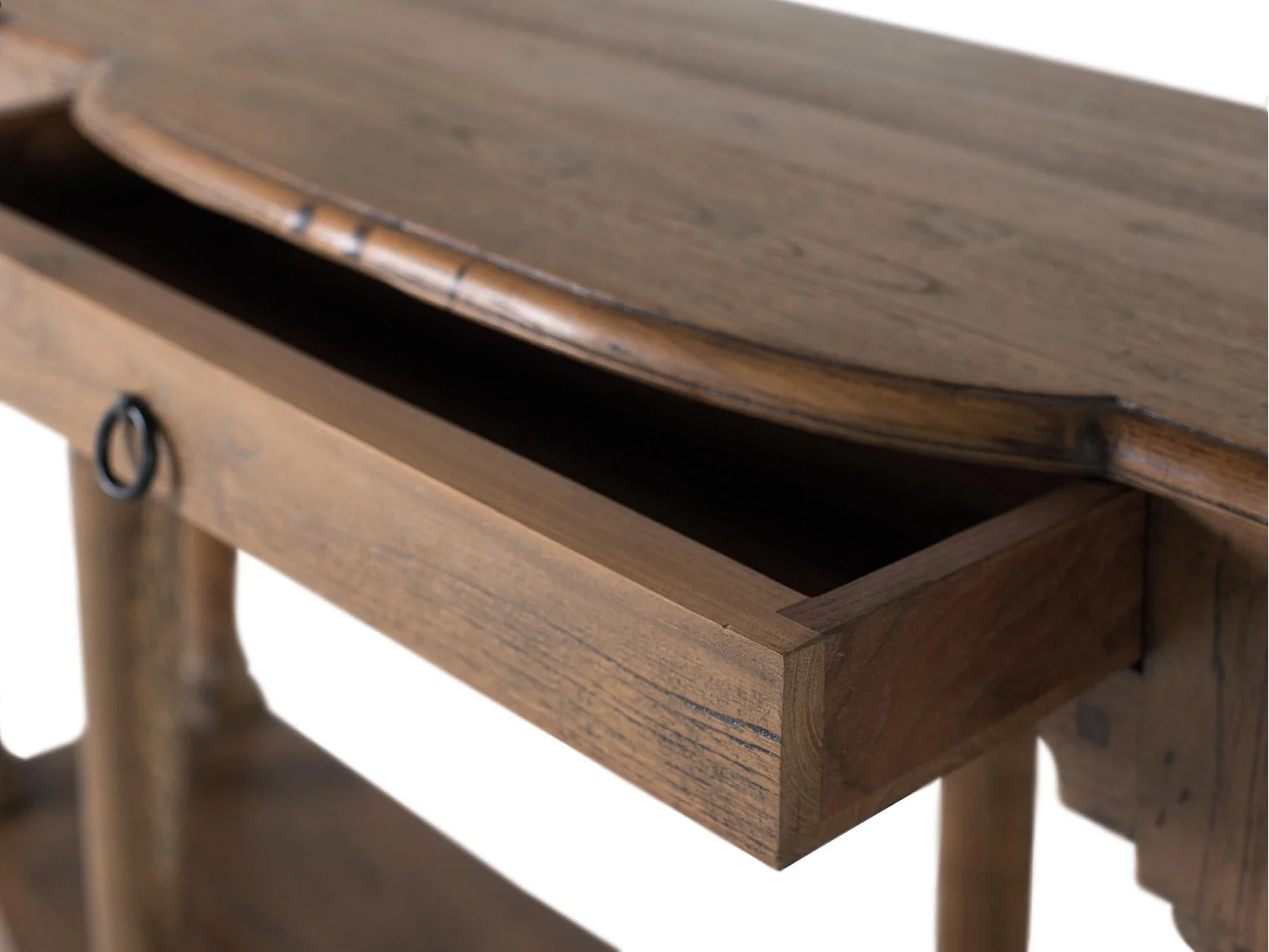 Konsola wyrzeźbiona à la main z drewna tekowego pochodzącego z recyklingu