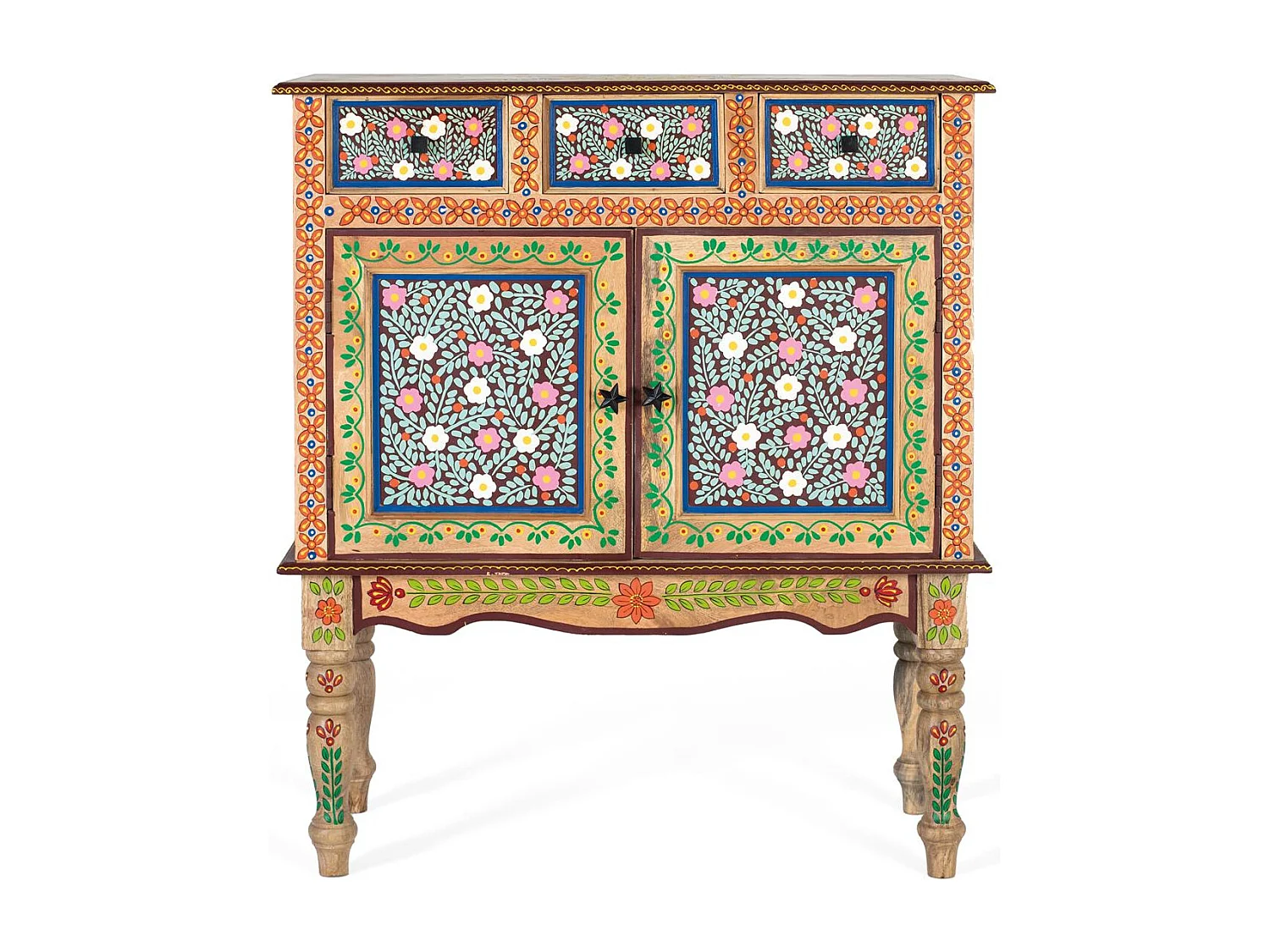 Flur aus Mangoholz mit handdekorierter Tür