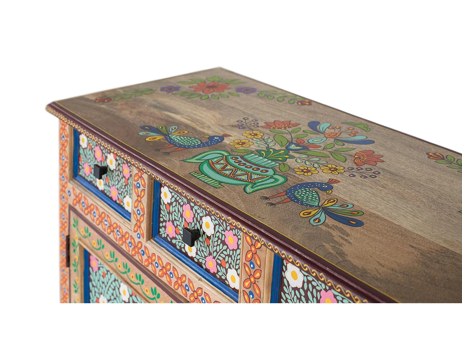 Flur aus Mangoholz mit handdekorierter Tür