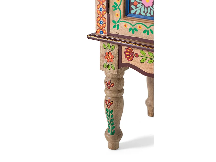 Flur aus Mangoholz mit handdekorierter Tür