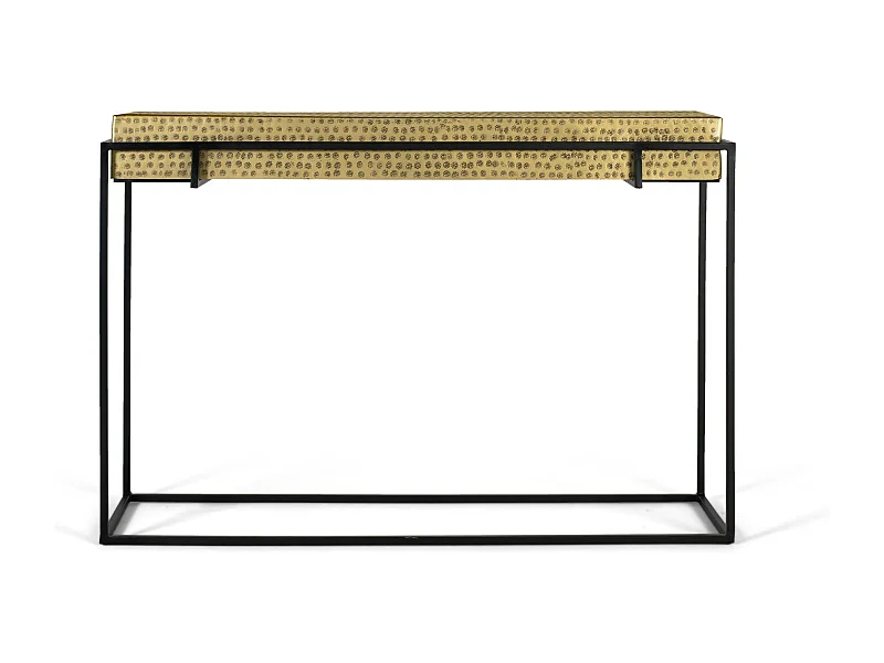 Konsole aus Stahl und goldenen Eisenbeinen 123cm