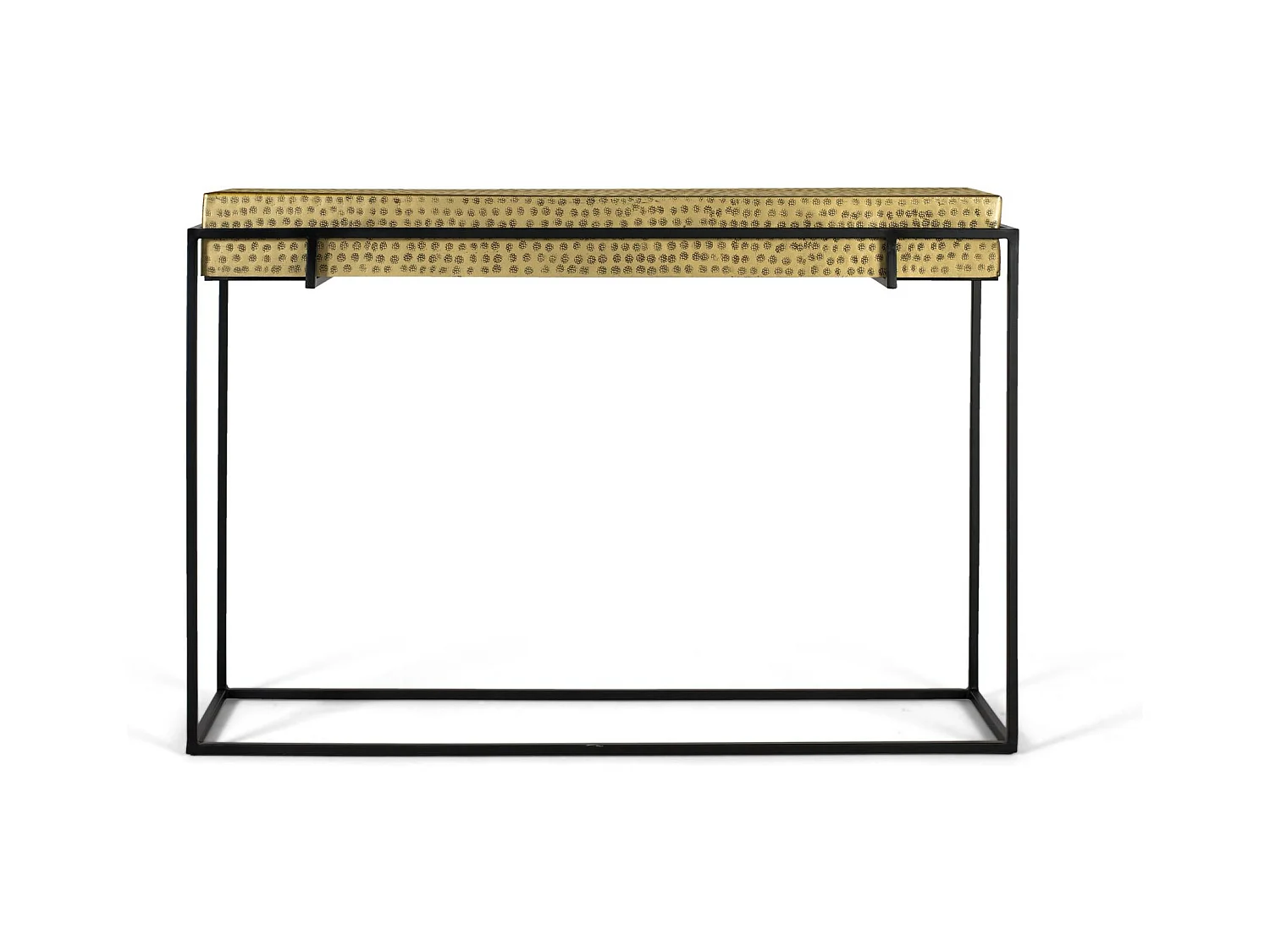 Console van staal en gouden ijzeren poten 123cm
