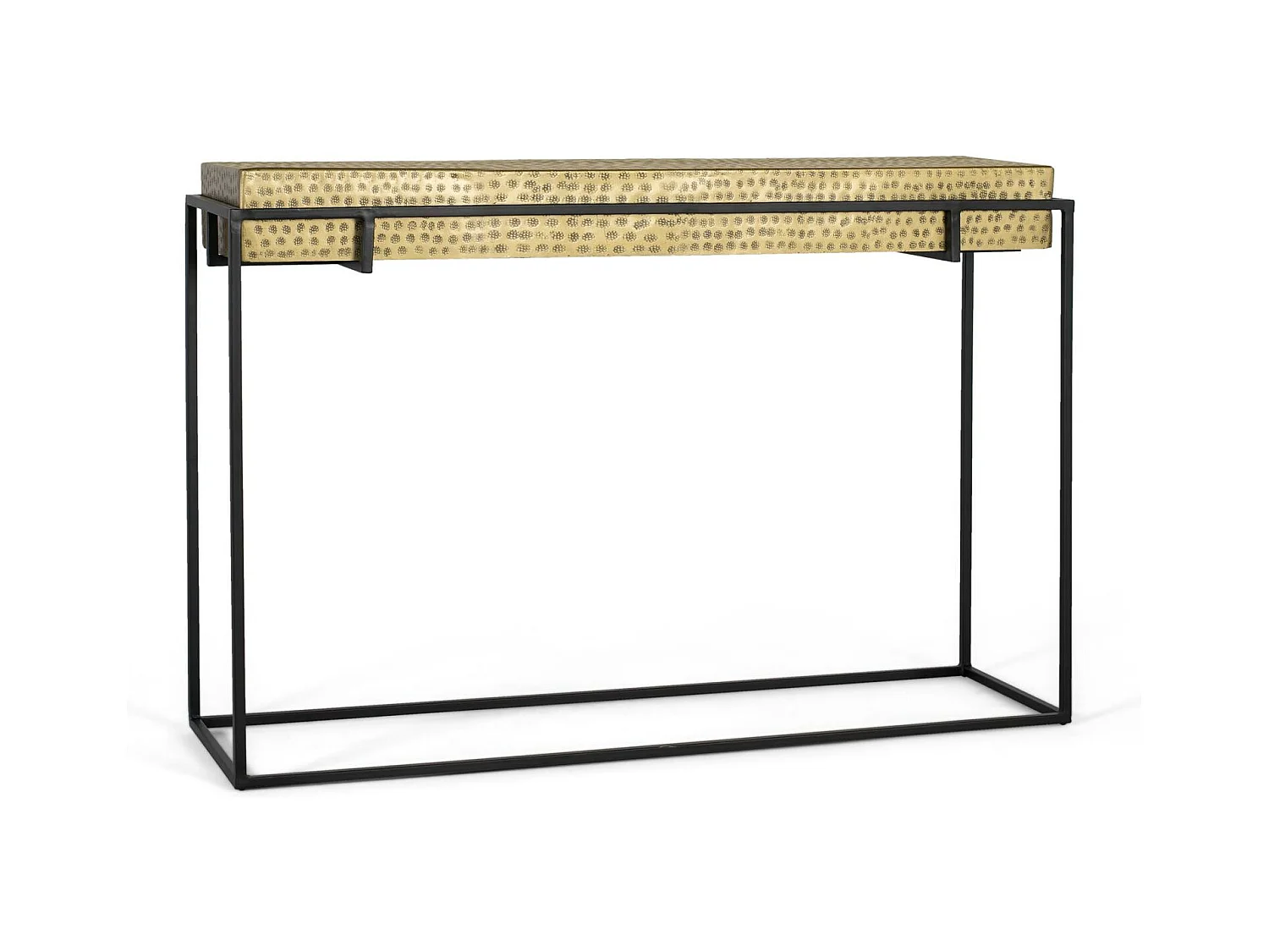 Console van staal en gouden ijzeren poten 123cm