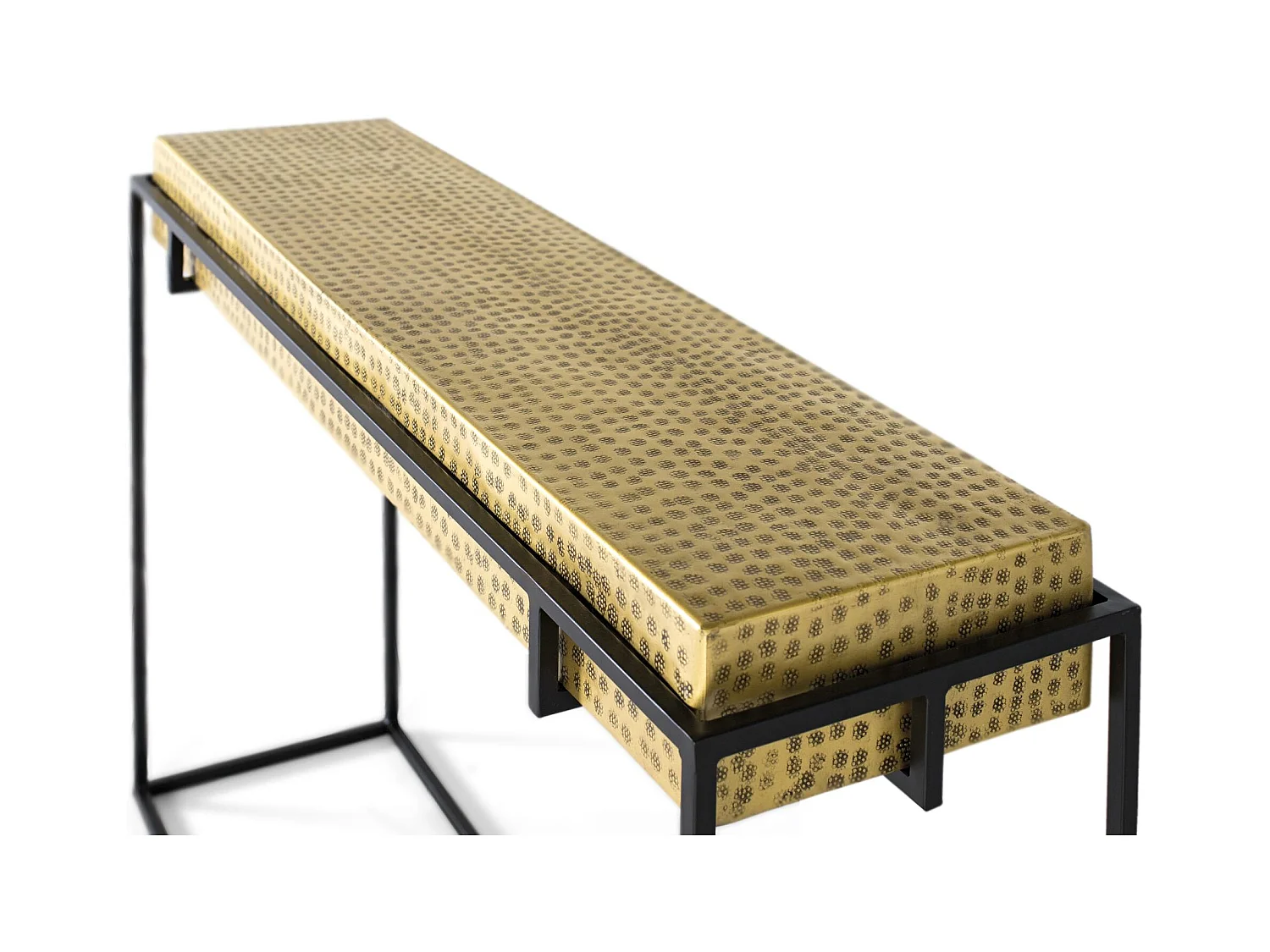 Console van staal en gouden ijzeren poten 123cm